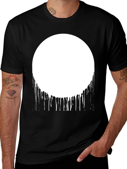 Abstract Drip Circle Graphic Tee - Black
