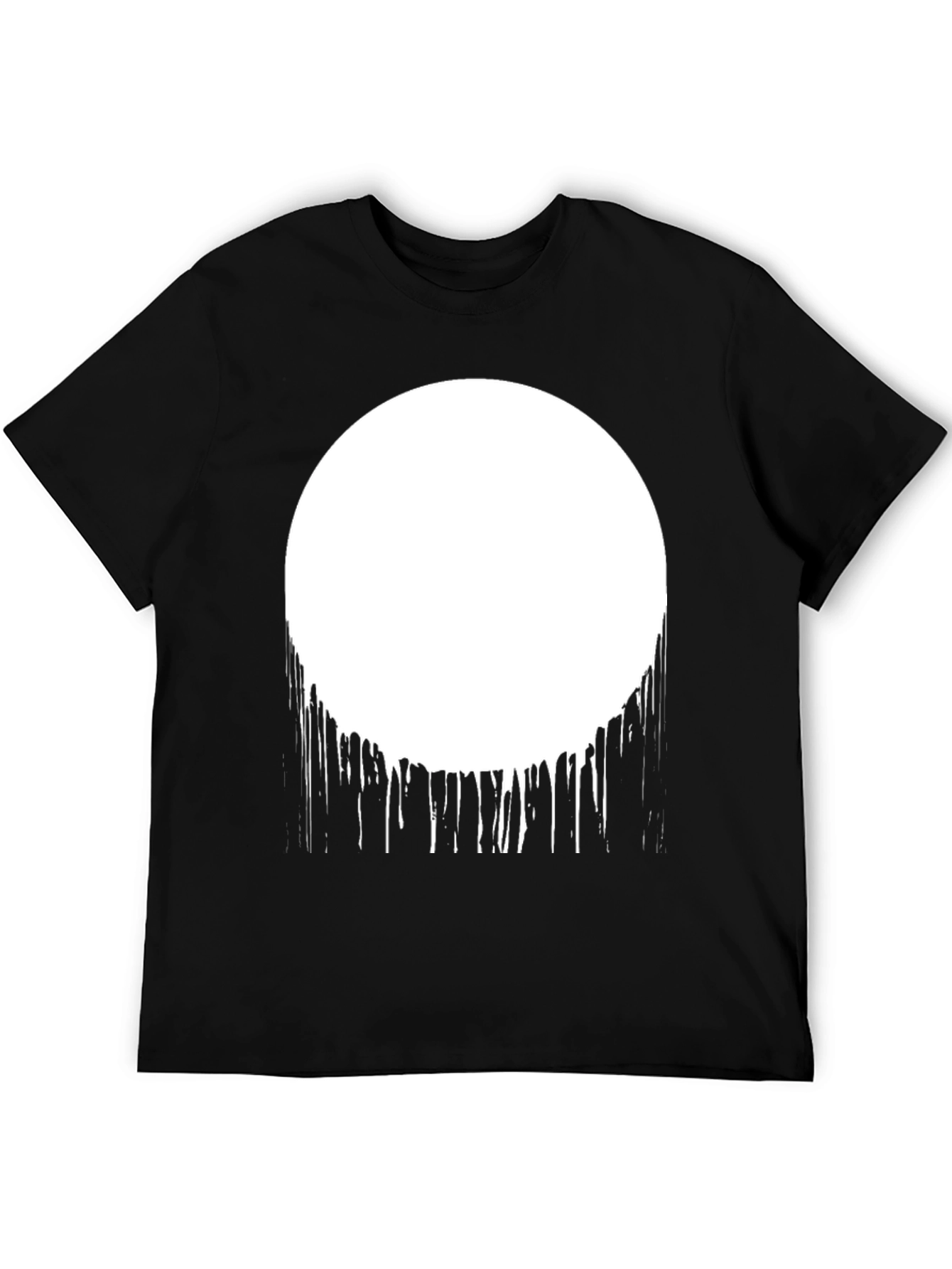 Abstract Drip Circle Graphic Tee - Black