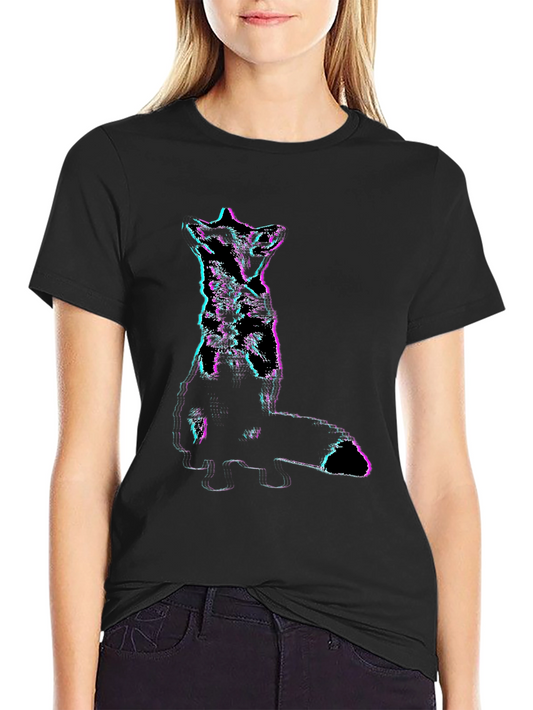 Glitch Fox Graphic Tee - Stylish Black T-Shirt