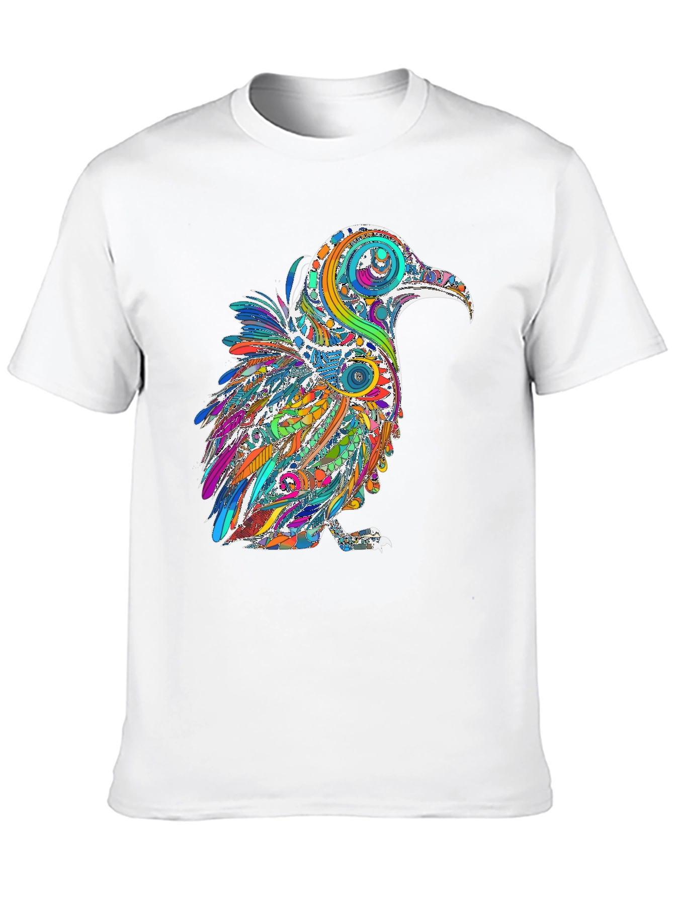 Psychedelic Raven Graphic T-Shirt - Black
