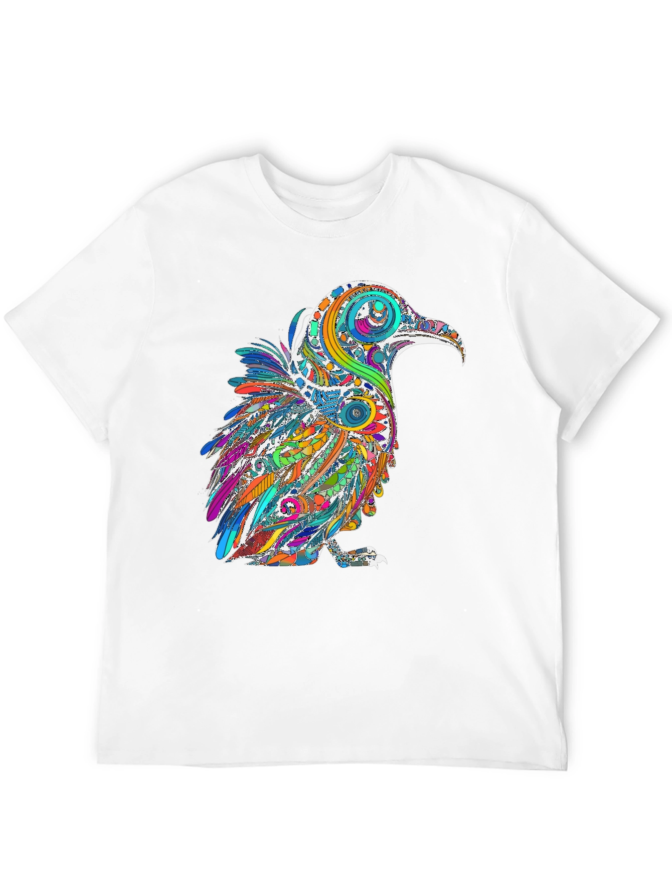 Psychedelic Raven Graphic T-Shirt - Black