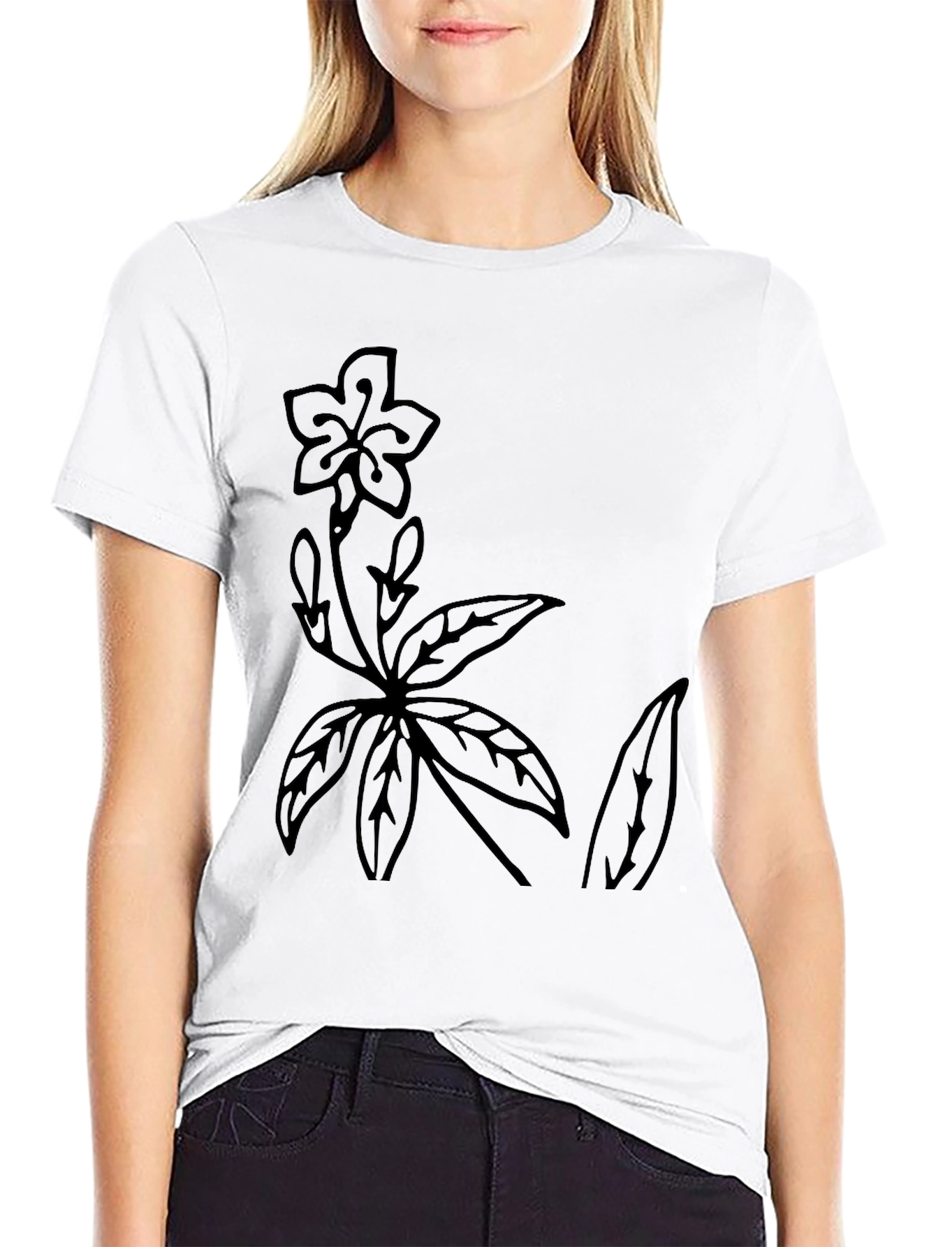 Botanical Print Black T-Shirt