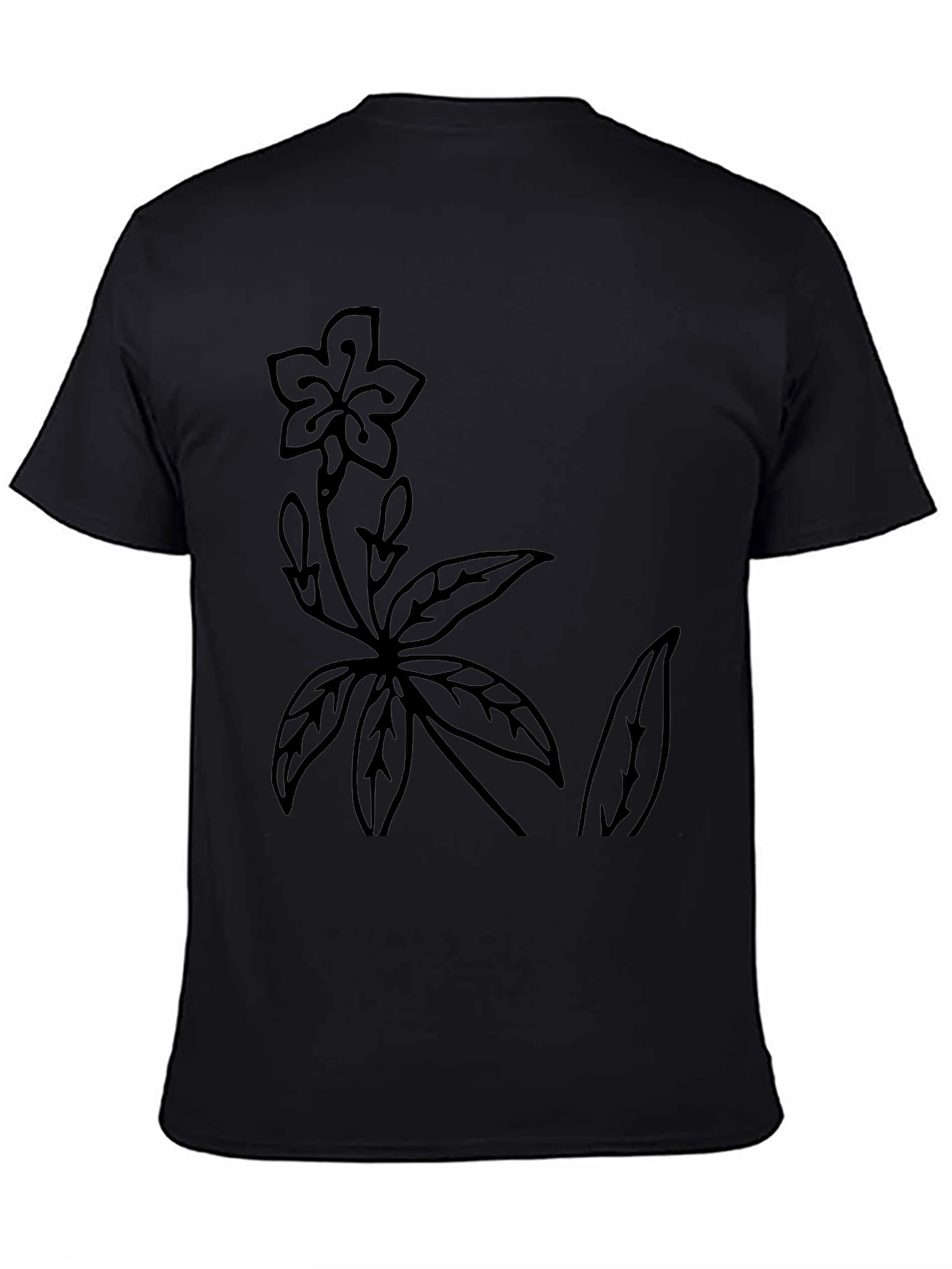 Botanical Print Black T-Shirt