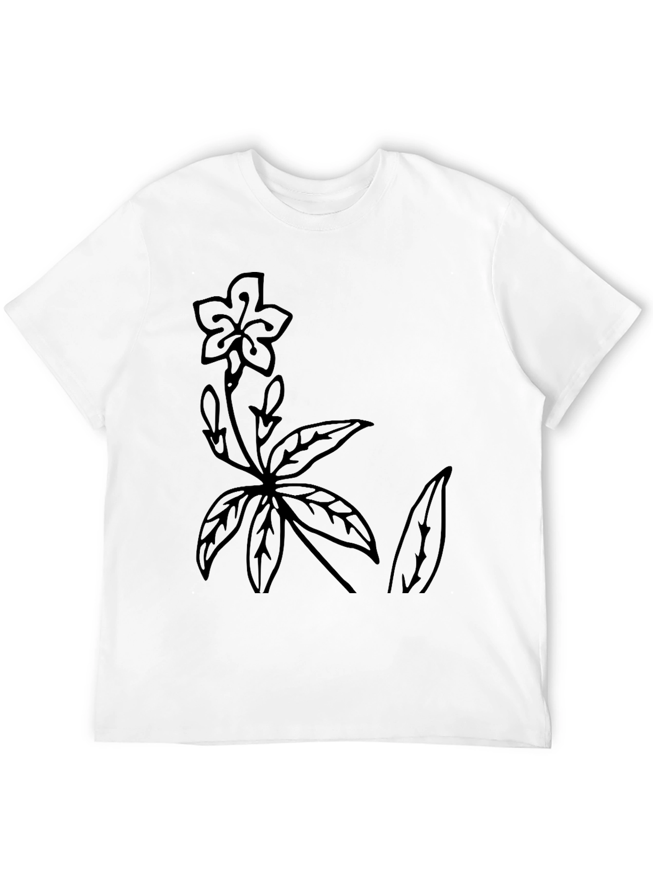 Botanical Print Black T-Shirt