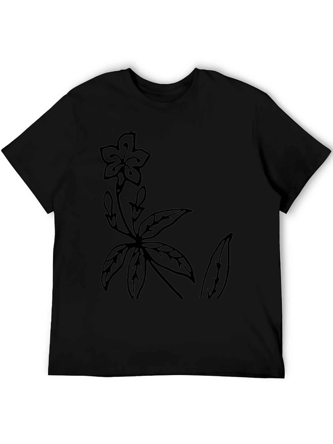 Botanical Print Black T-Shirt