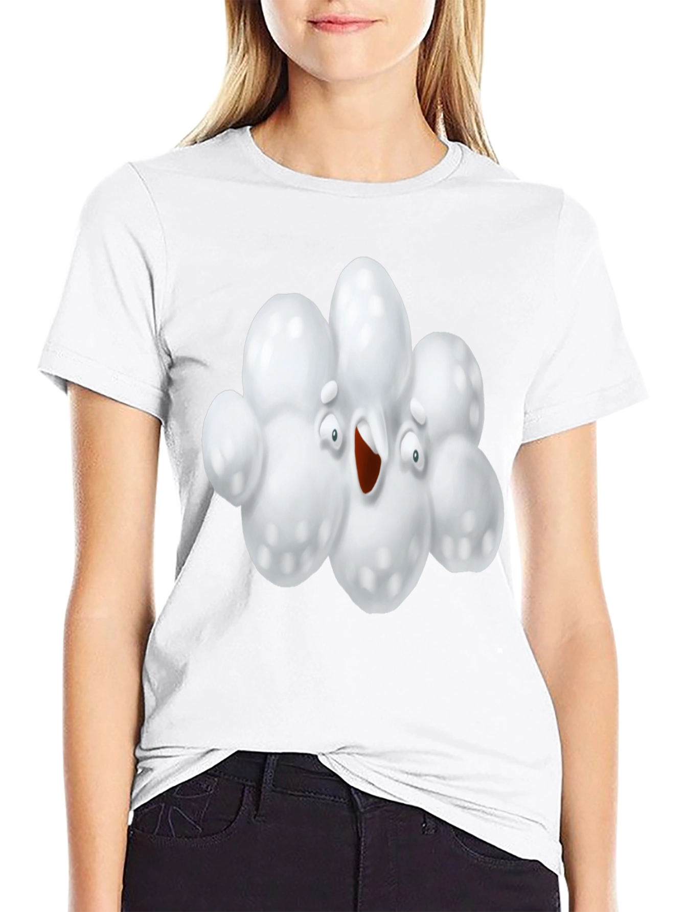 Funny Popcorn Cartoon Graphic Black T-Shirt