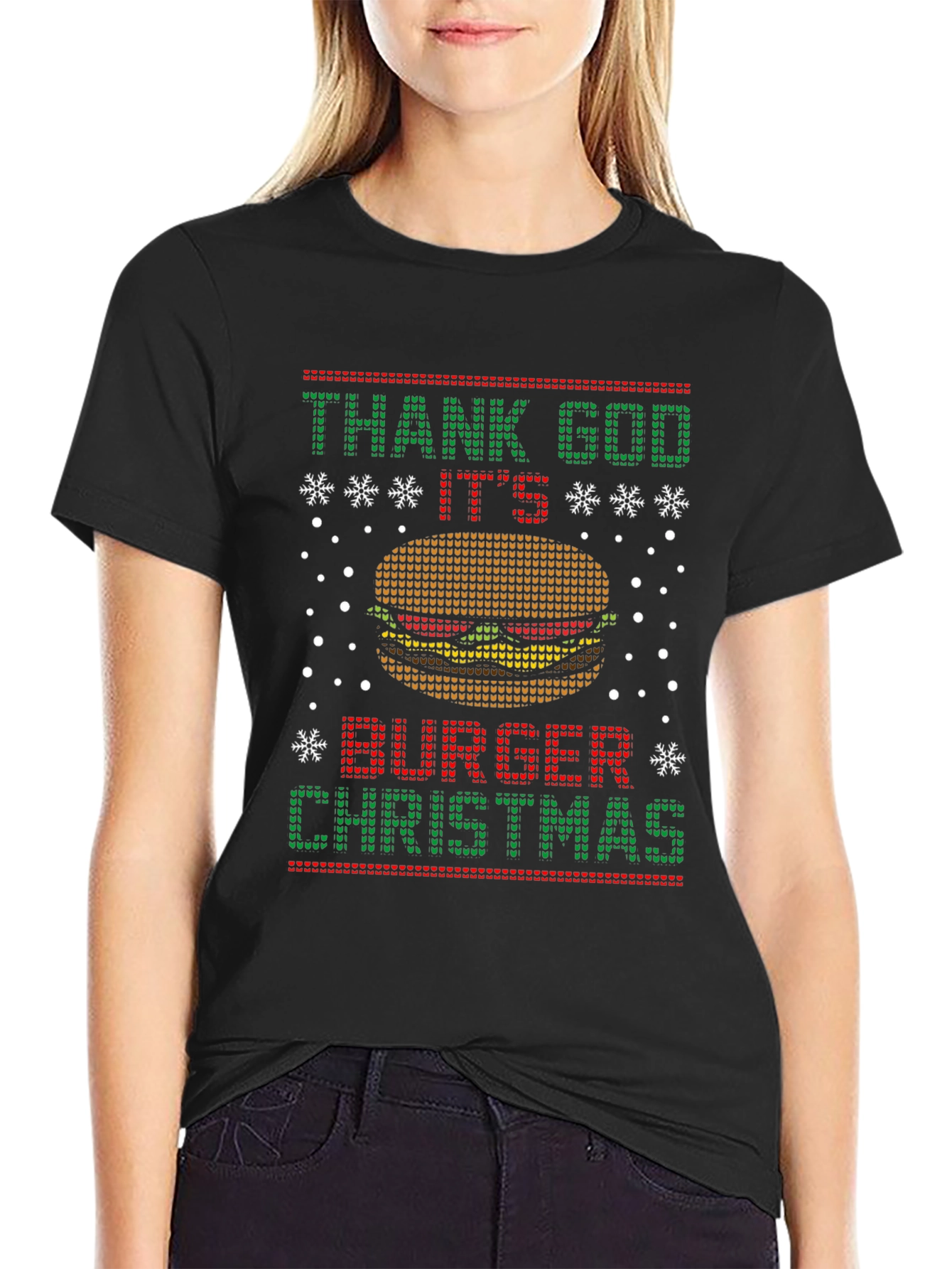 Funny Burger Christmas Graphic T-Shirt