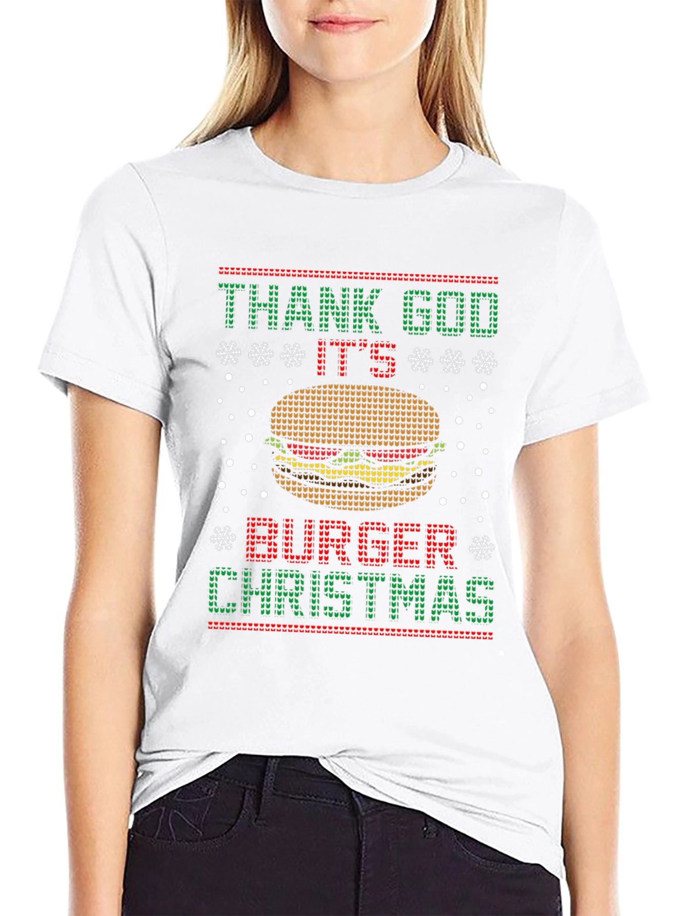 Funny Burger Christmas Graphic T-Shirt