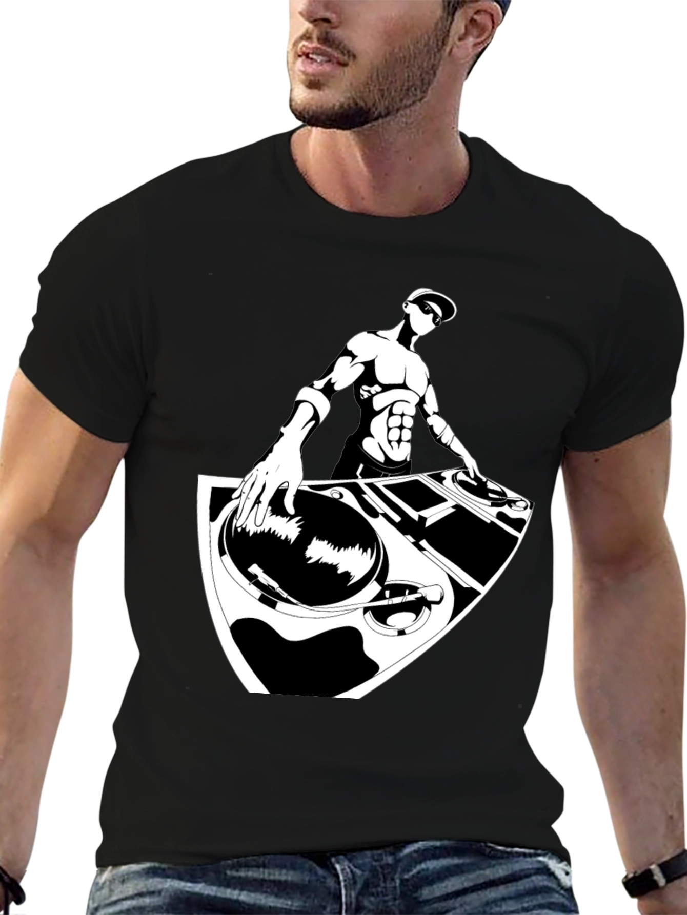 DJ Graphic T-Shirt - Black Cotton Blend Tee