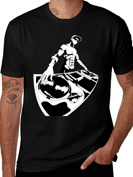 DJ Graphic T-Shirt - Black Cotton Blend Tee