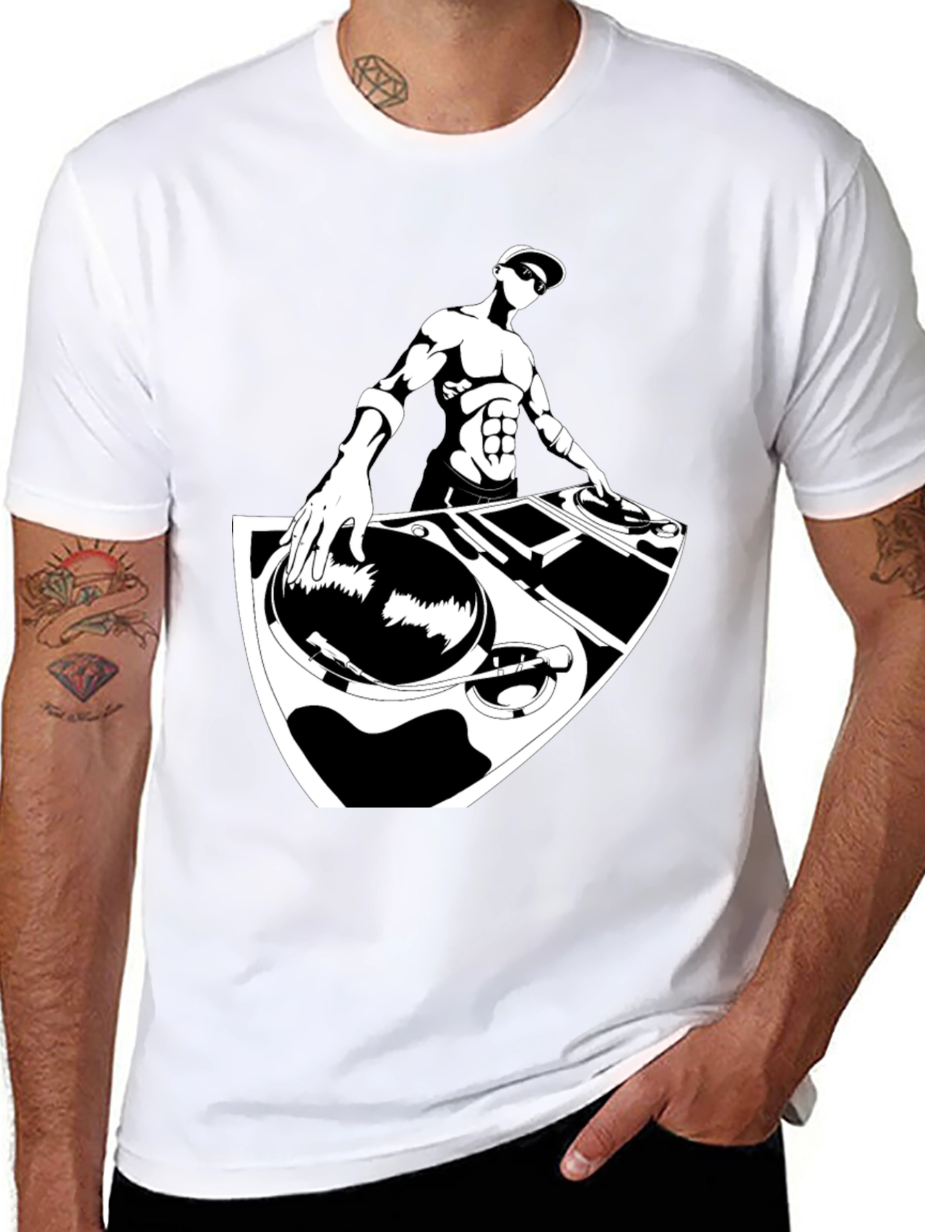 DJ Graphic T-Shirt - Black Cotton Blend Tee
