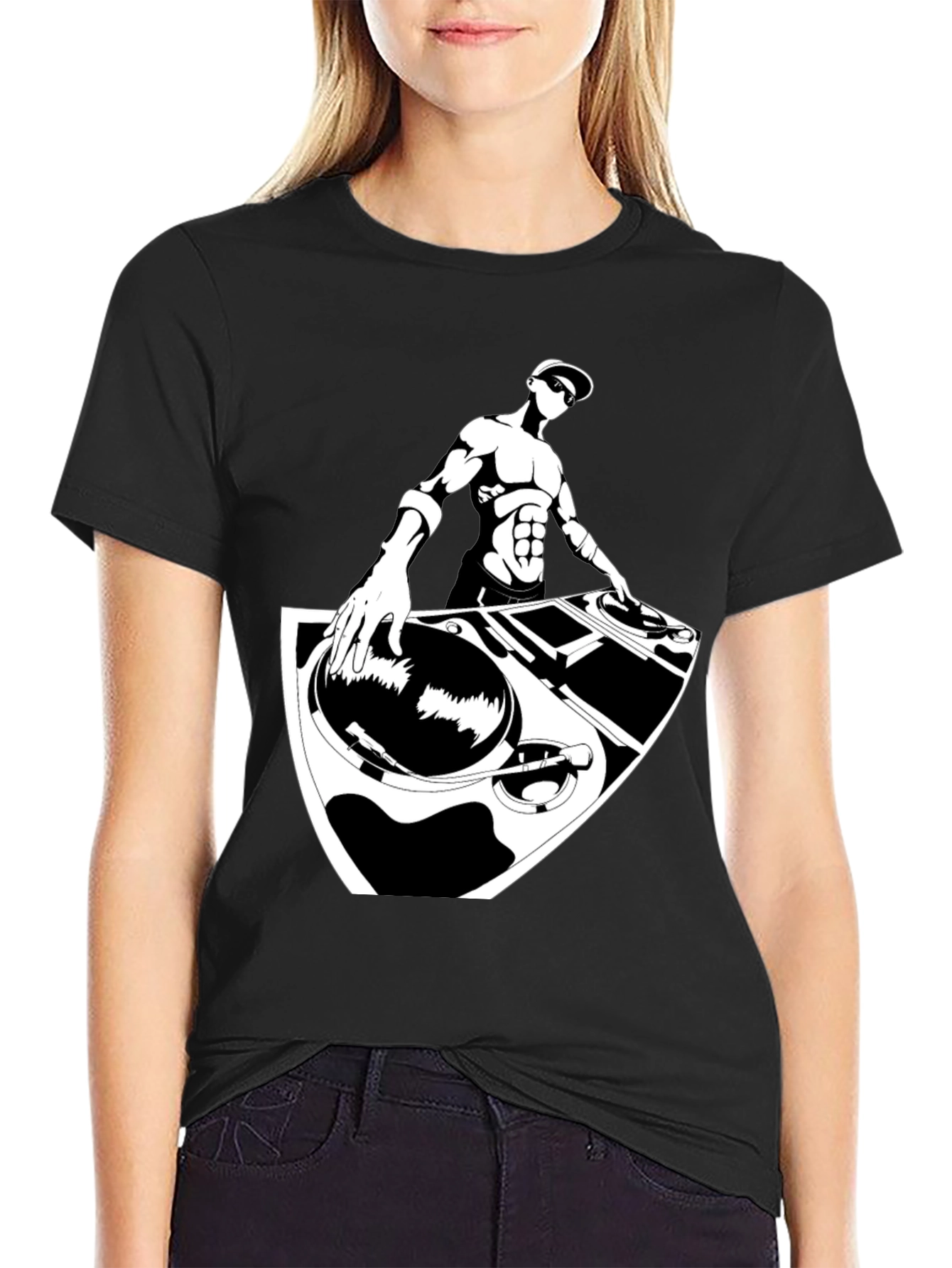 DJ Graphic T-Shirt - Black Cotton Blend Tee