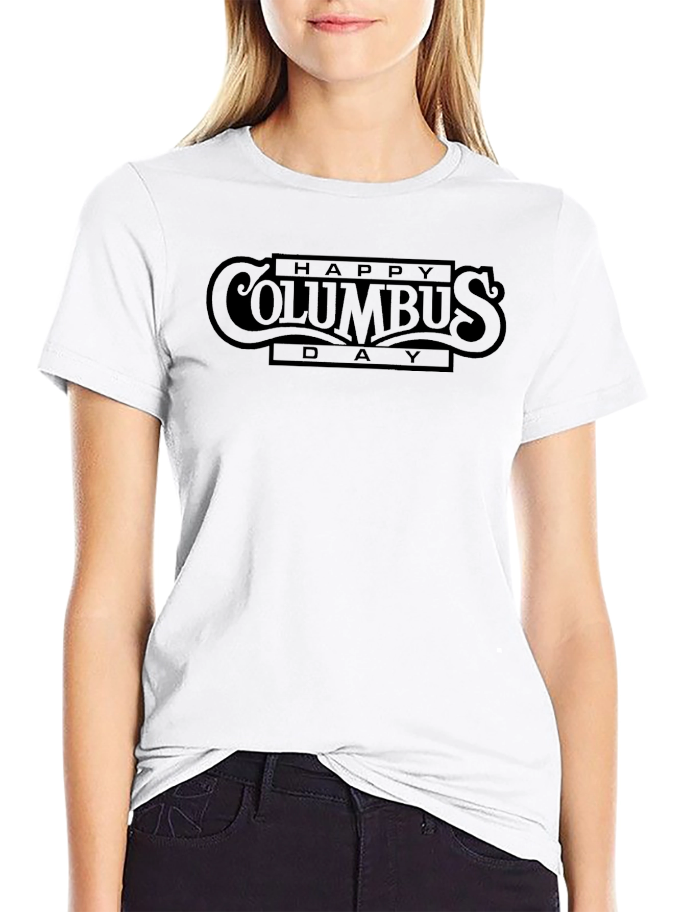 Happy Columbus Day Black Graphic Tee