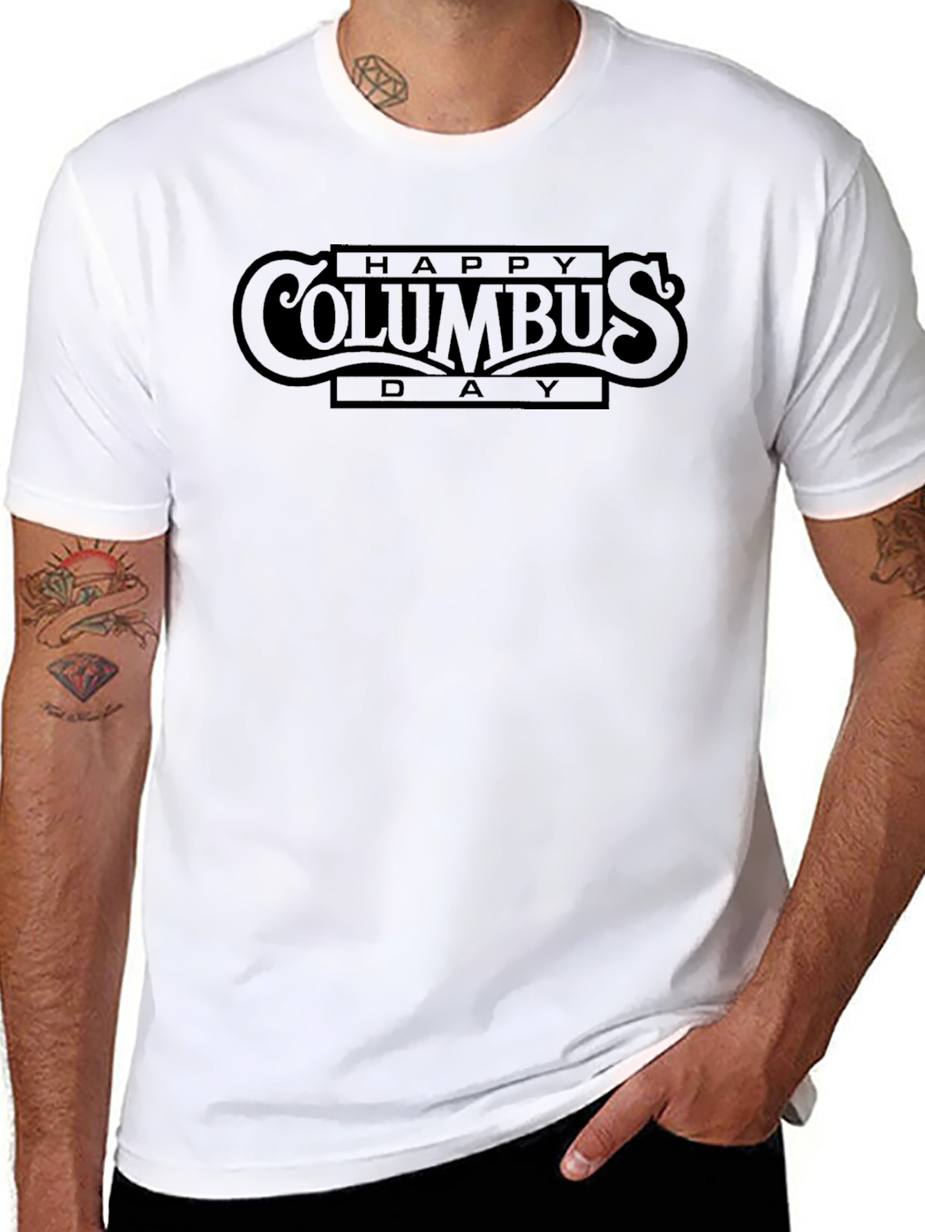 Happy Columbus Day Black Graphic Tee