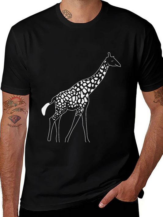 Giraffe Graphic Tee - Black Cotton T-Shirt