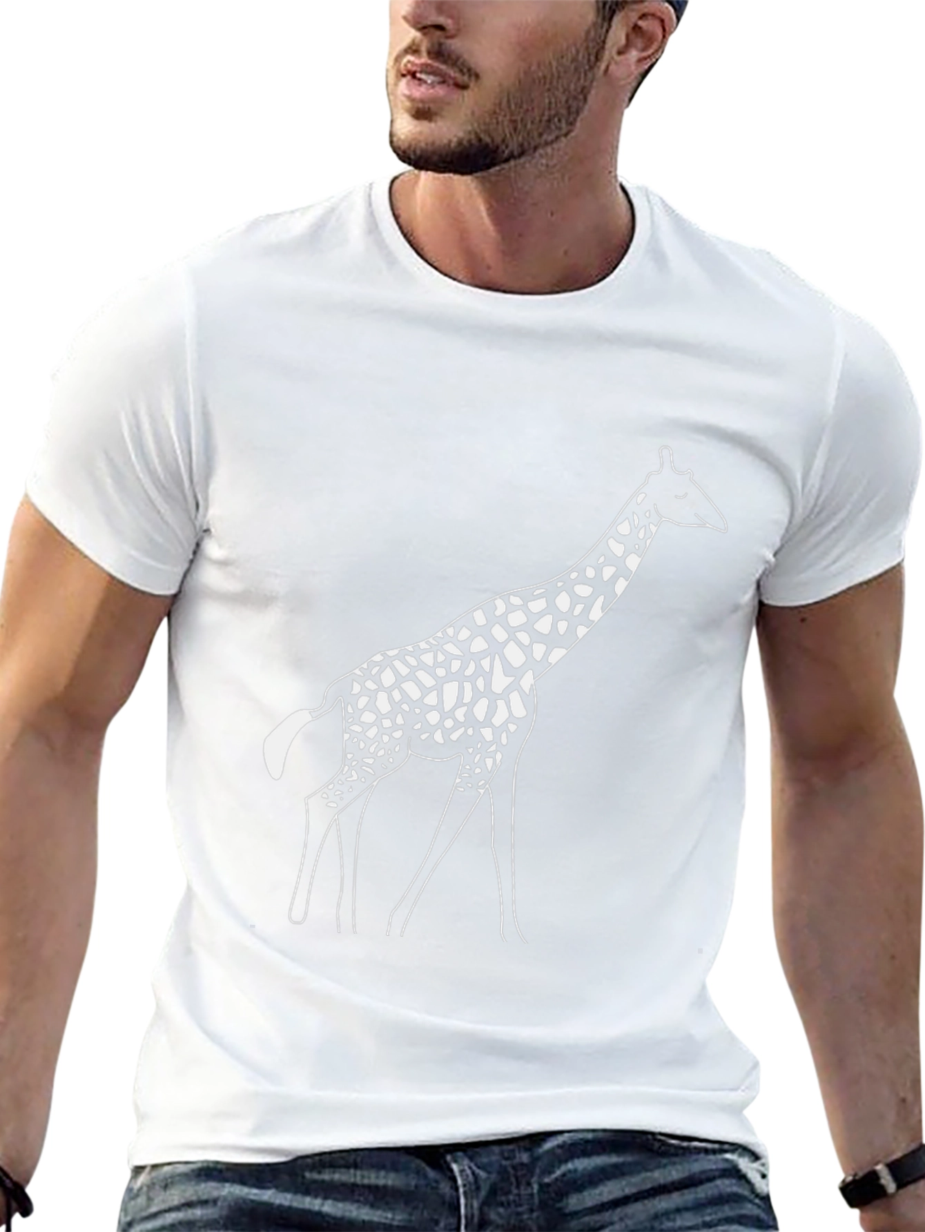 Giraffe Graphic Tee - Black Cotton T-Shirt