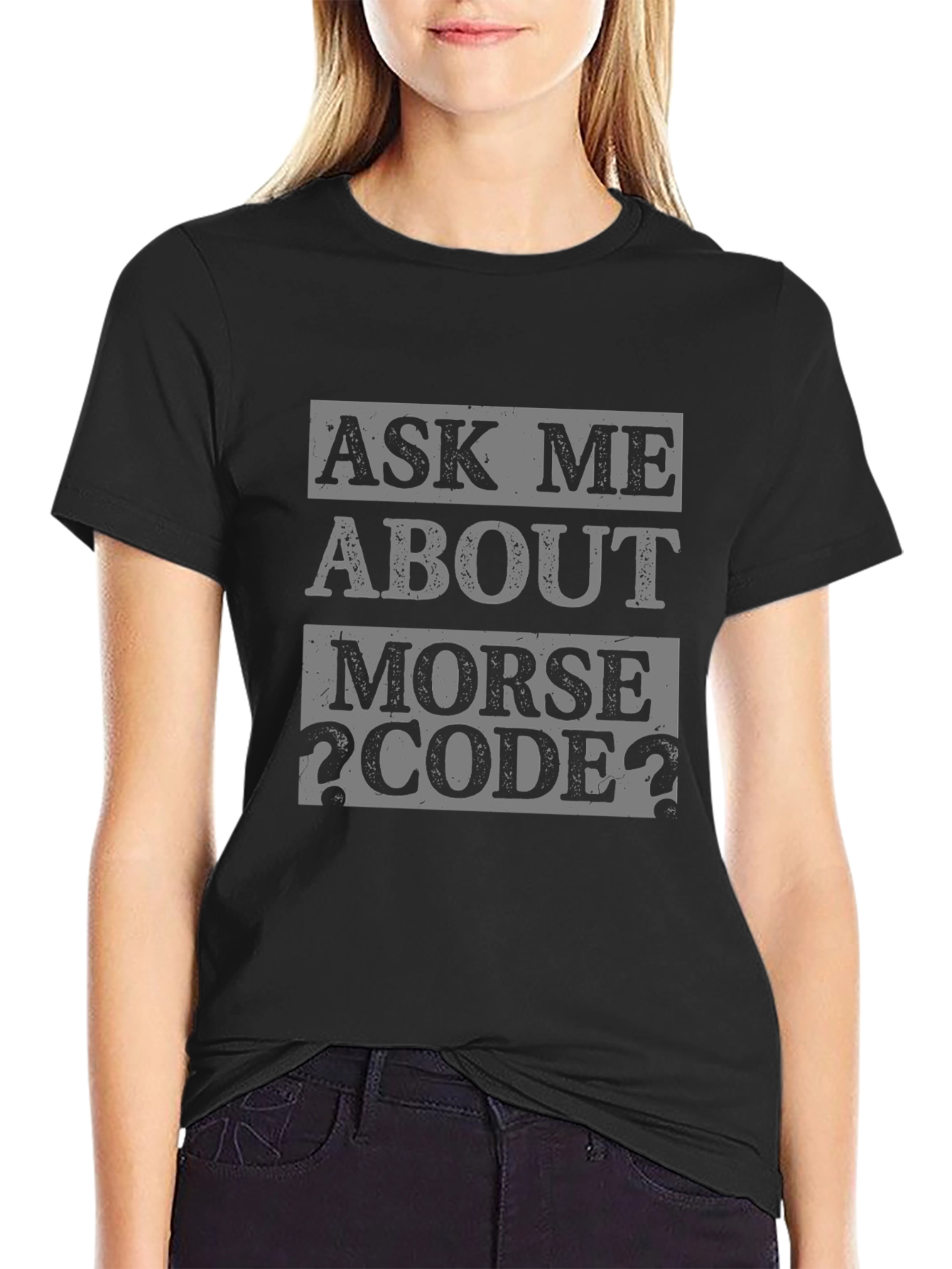 Ask Me About Morse Code T-Shirt - Black