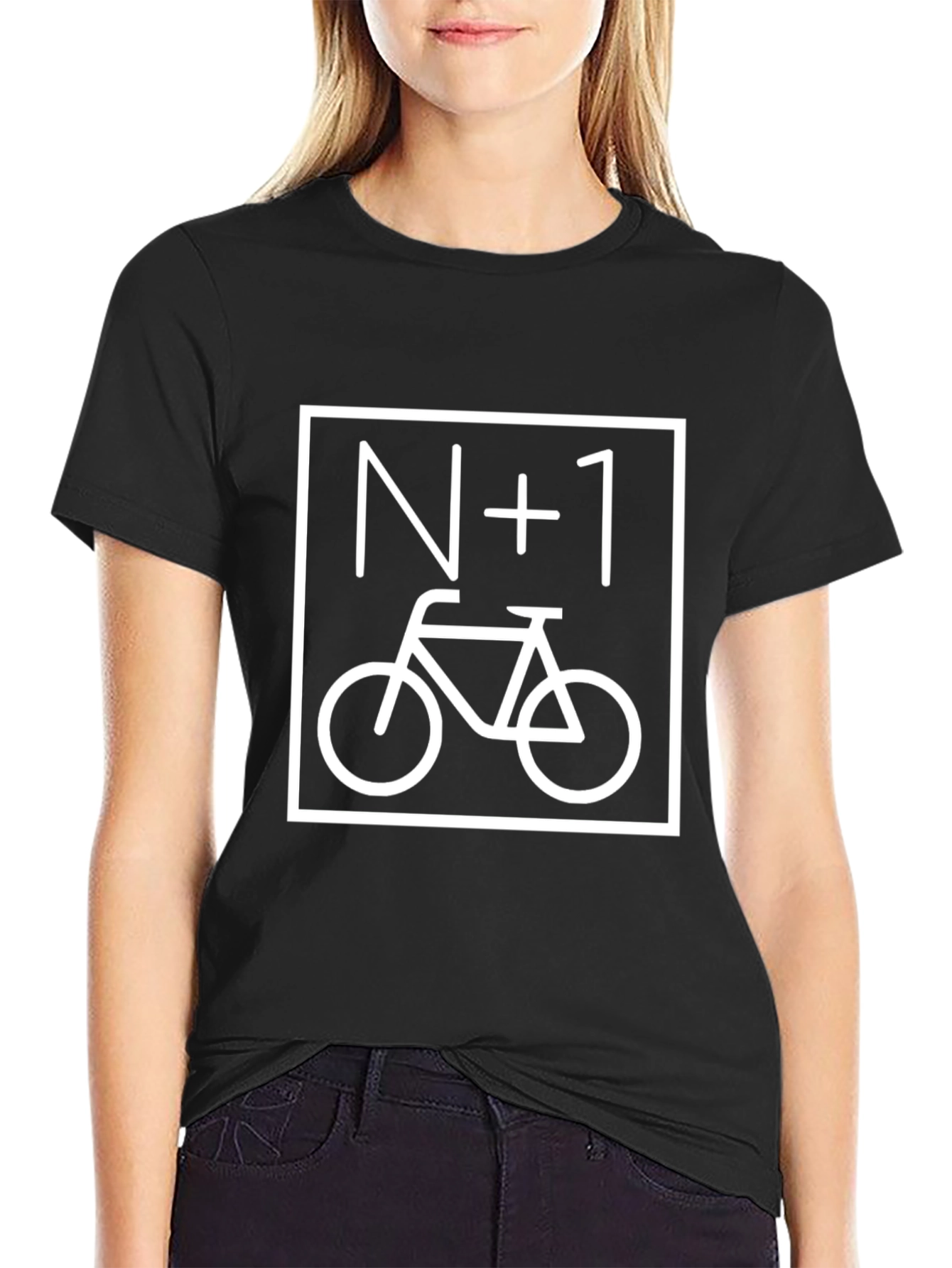 N+1 Bicycle Graphic Tee - Black Cotton Casual Shirt