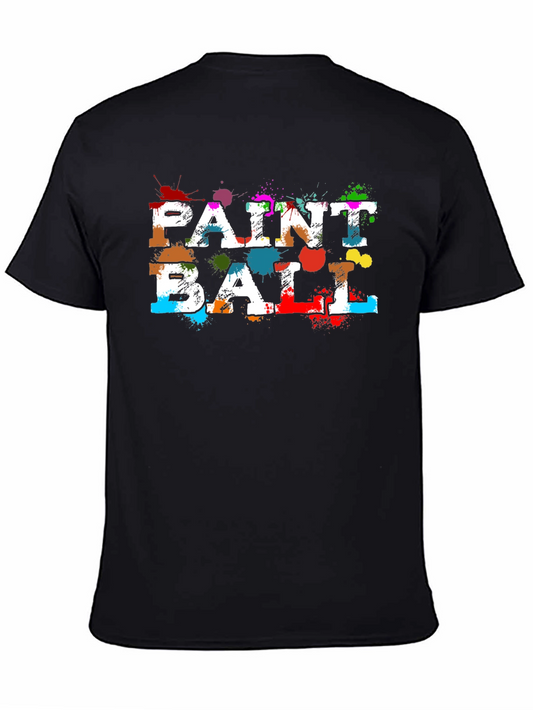 Paintball T-Shirt - Colorful Graphic Print Black Tee