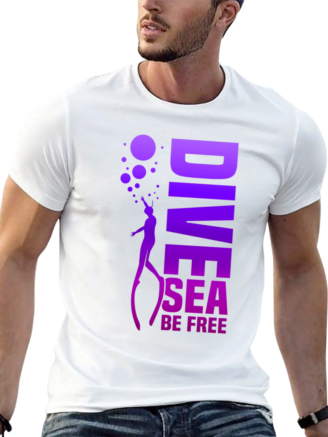 Dive Sea Be Free Graphic Tee - Black