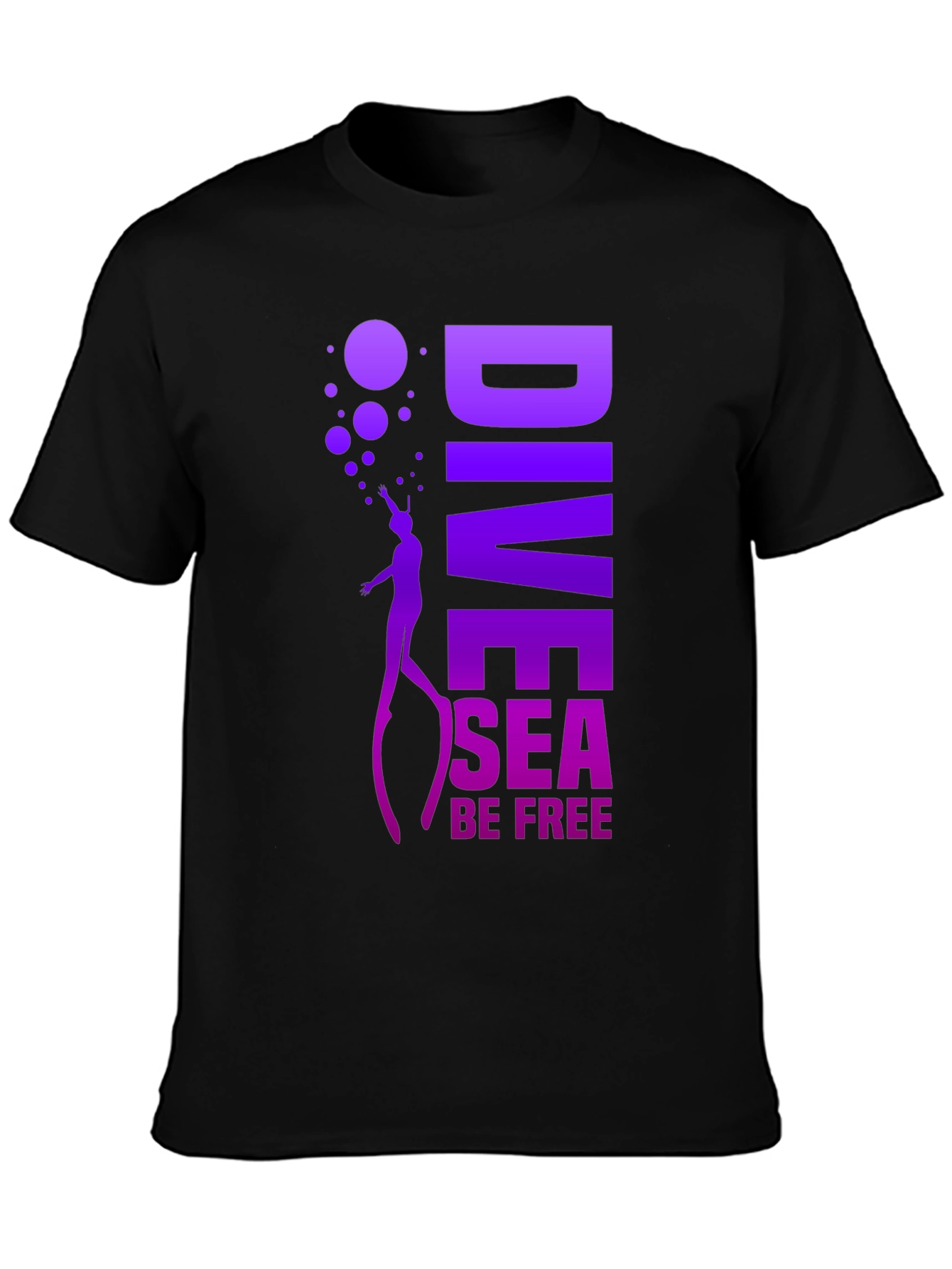 Dive Sea Be Free Graphic Tee - Black