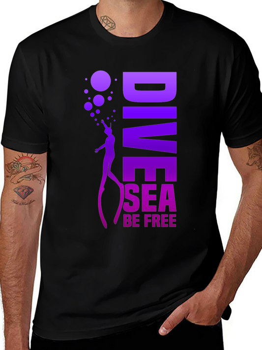 Dive Sea Be Free Graphic Tee - Black