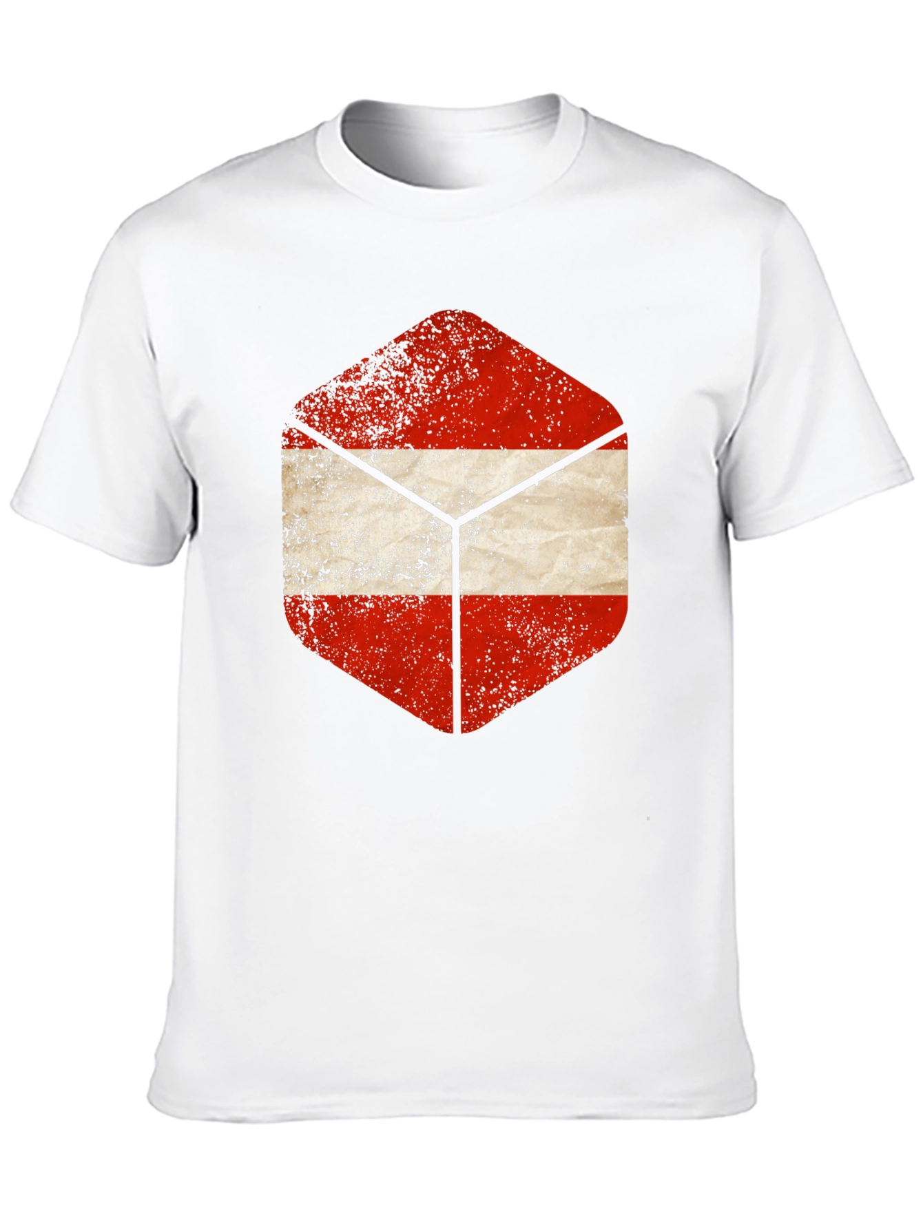 Austria Flag Hexagon Black T-Shirt