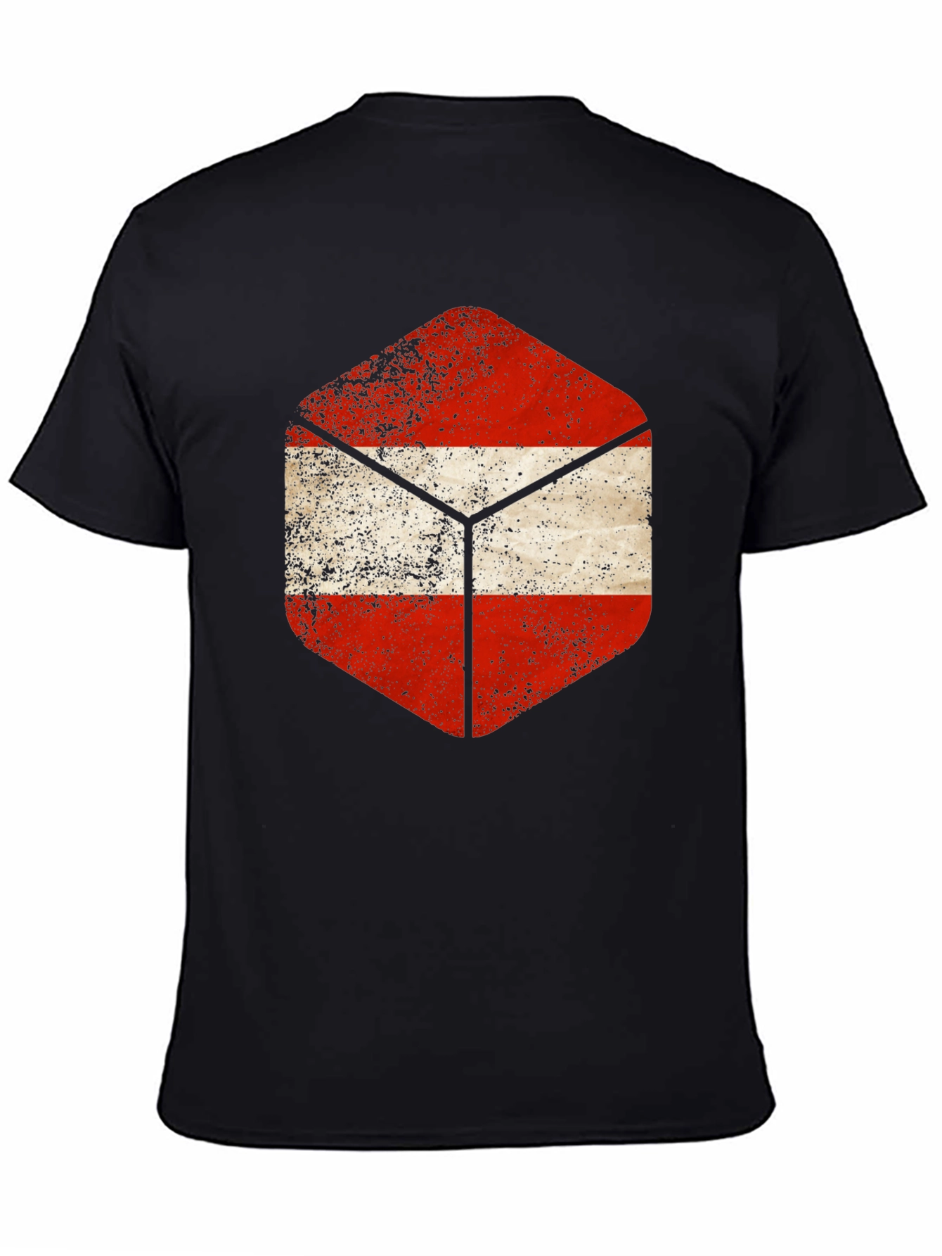 Austria Flag Hexagon Black T-Shirt