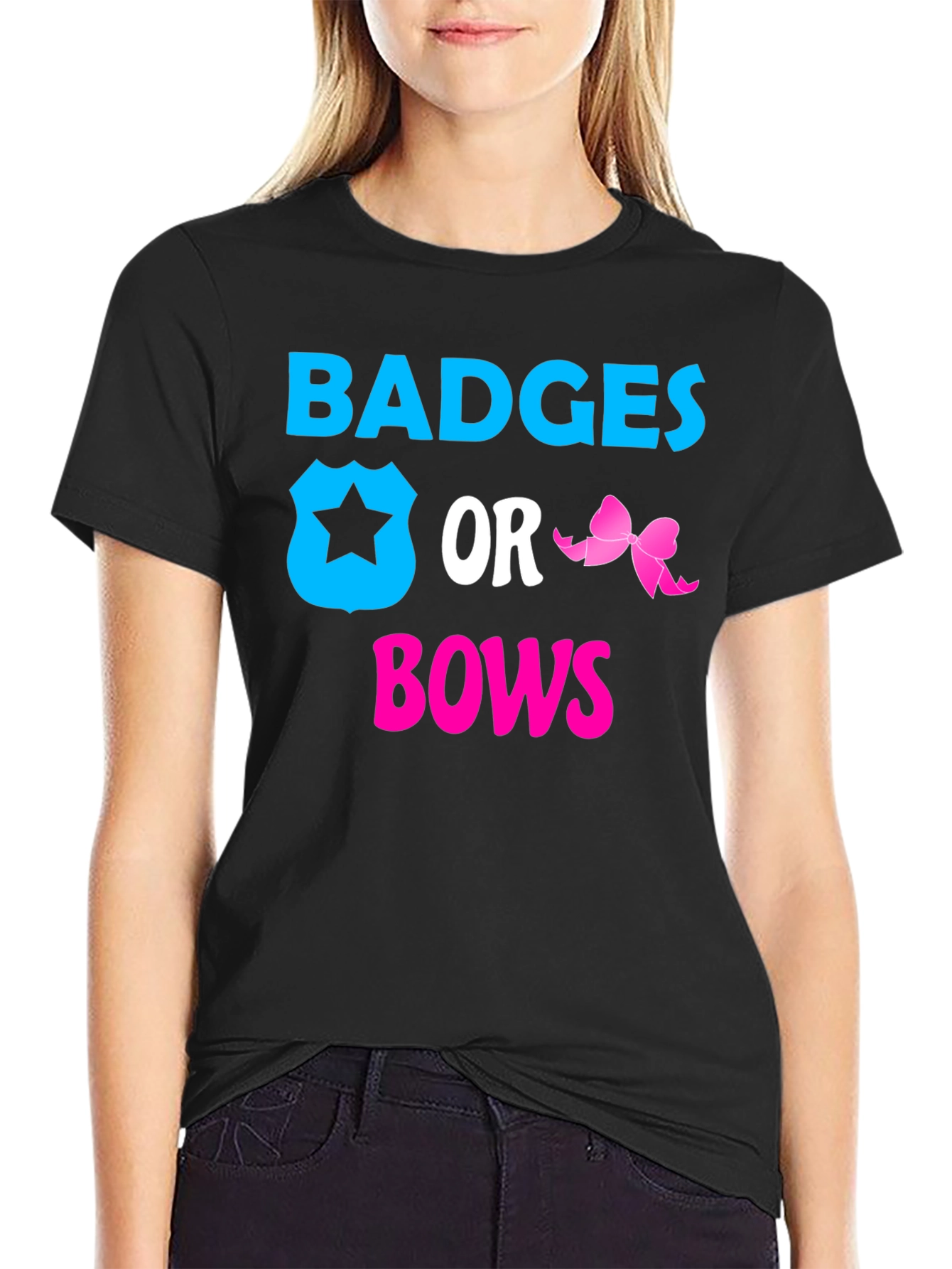 Badges or Bows Gender Reveal T-Shirt