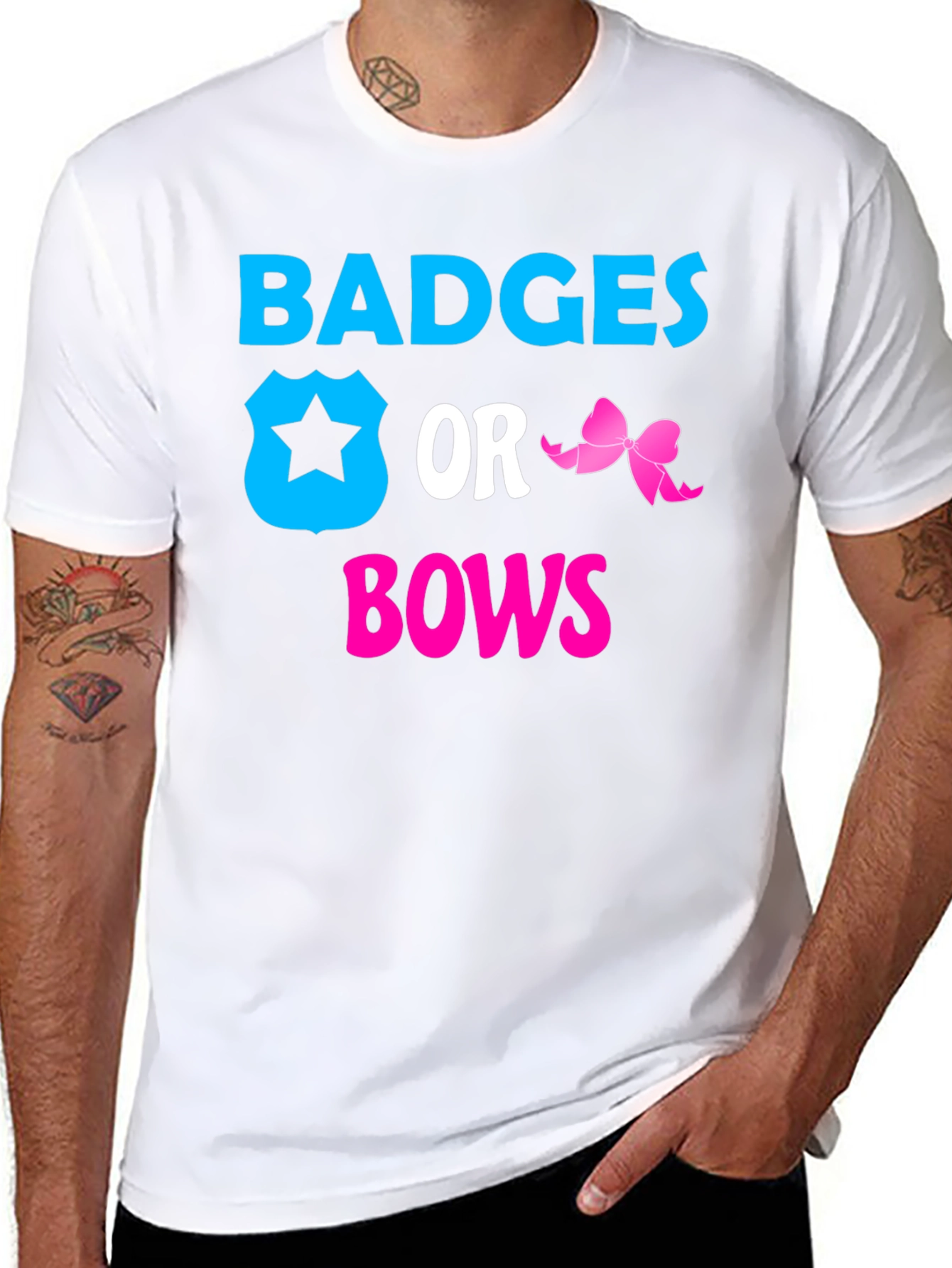 Badges or Bows Gender Reveal T-Shirt