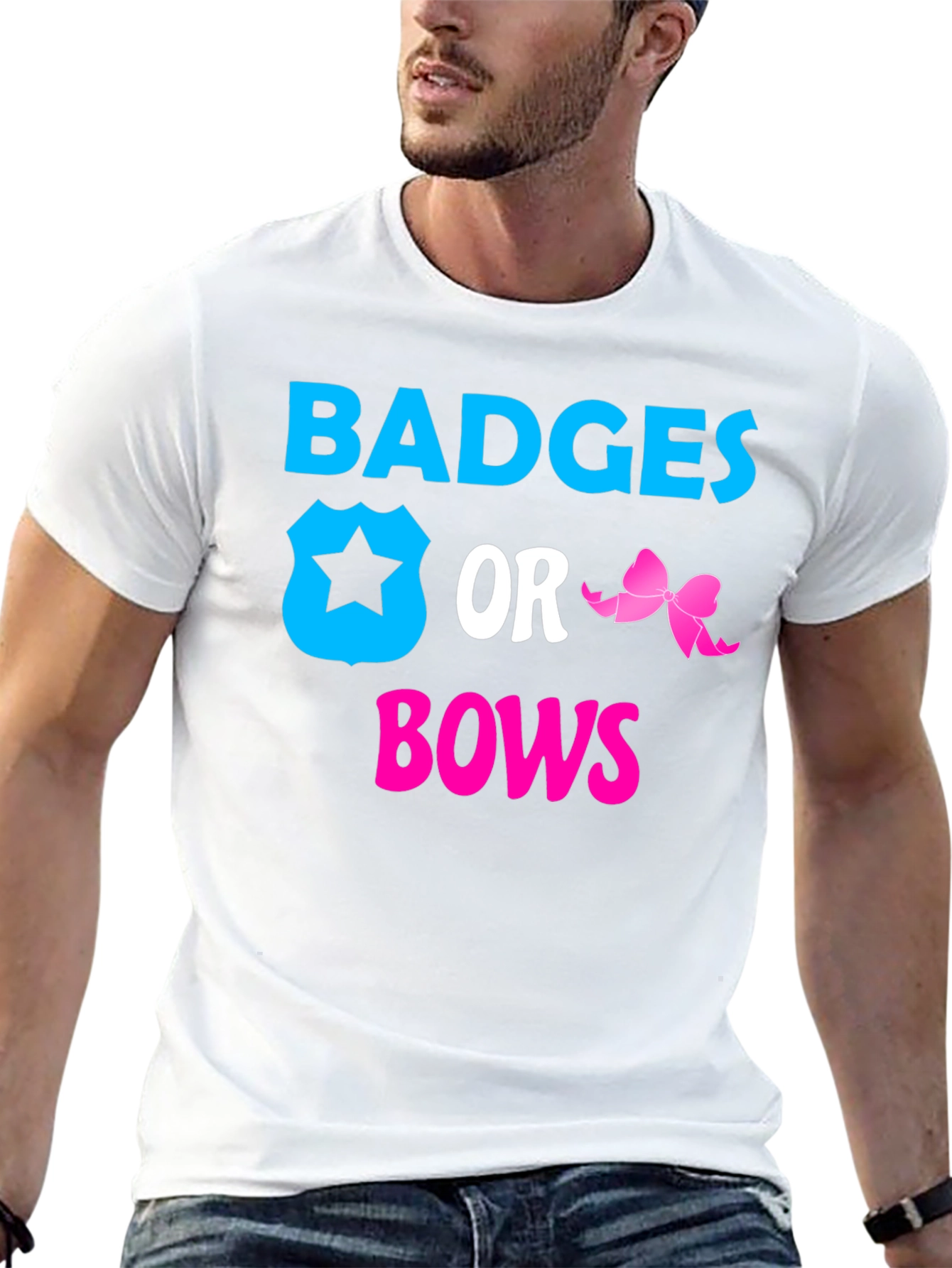 Badges or Bows Gender Reveal T-Shirt