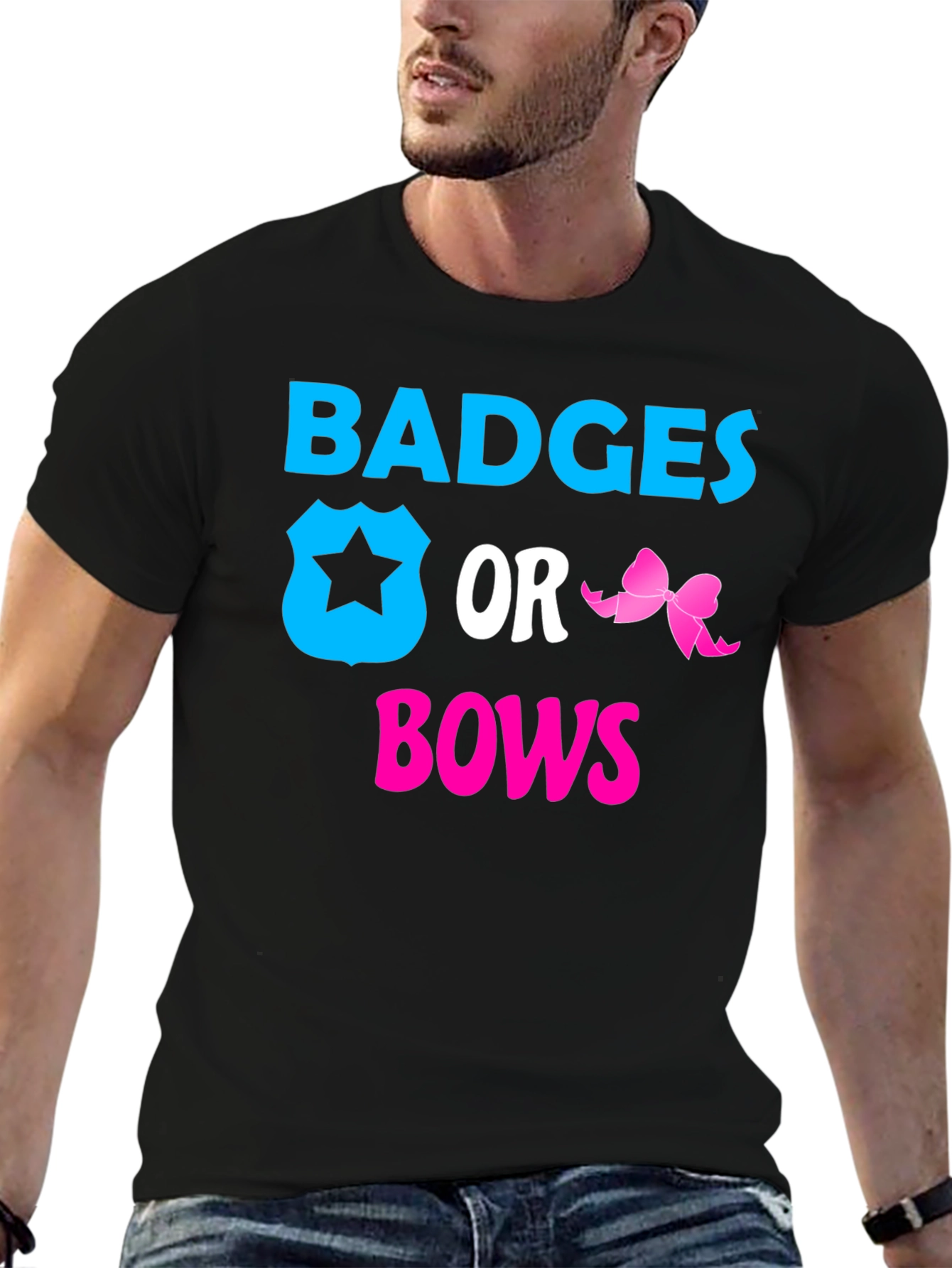 Badges or Bows Gender Reveal T-Shirt