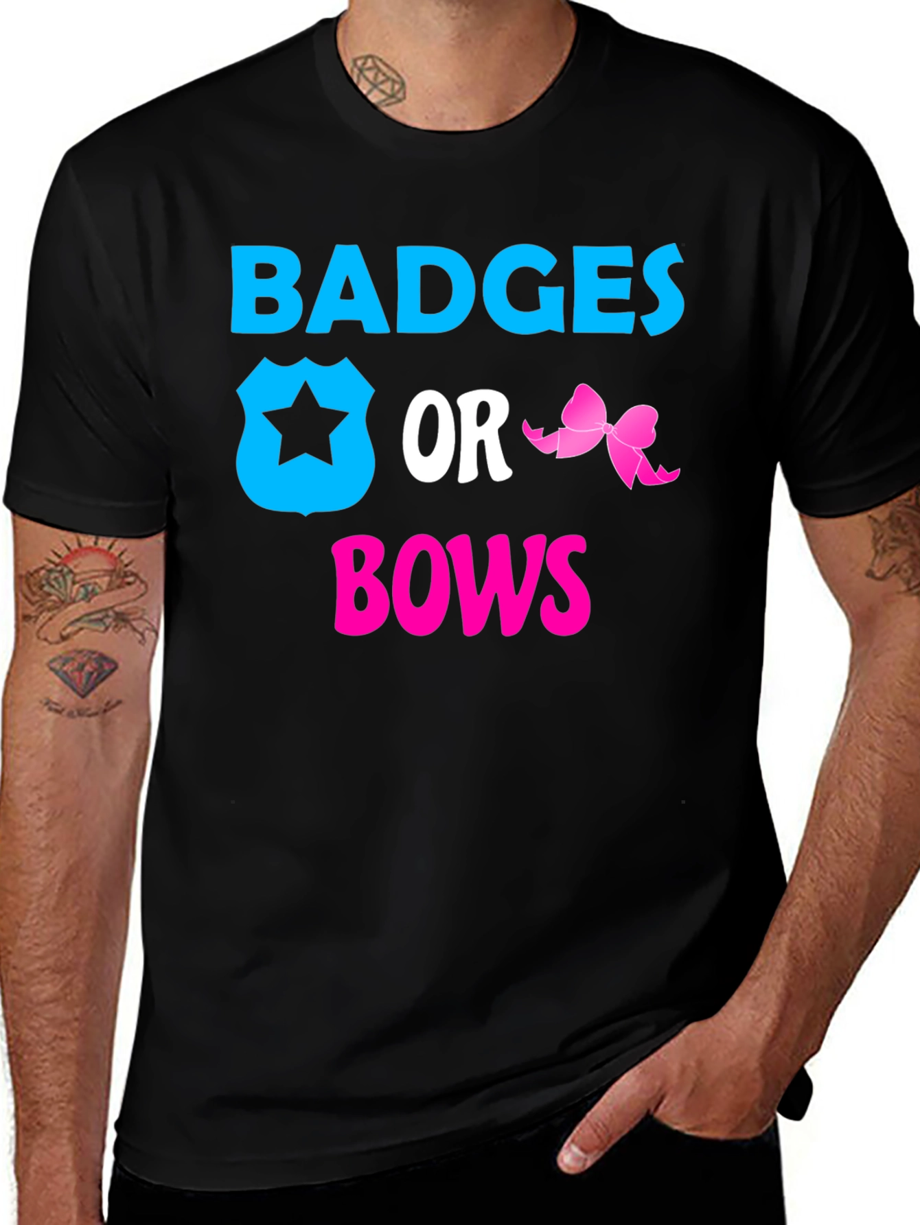 Badges or Bows Gender Reveal T-Shirt