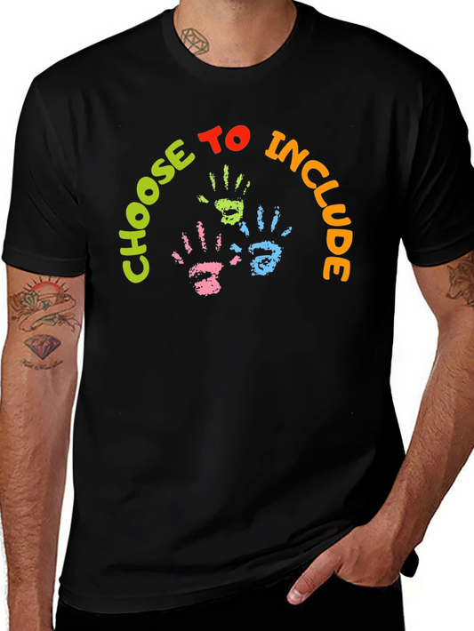 Choose to Include Black T-Shirt with Colorful Handprints
