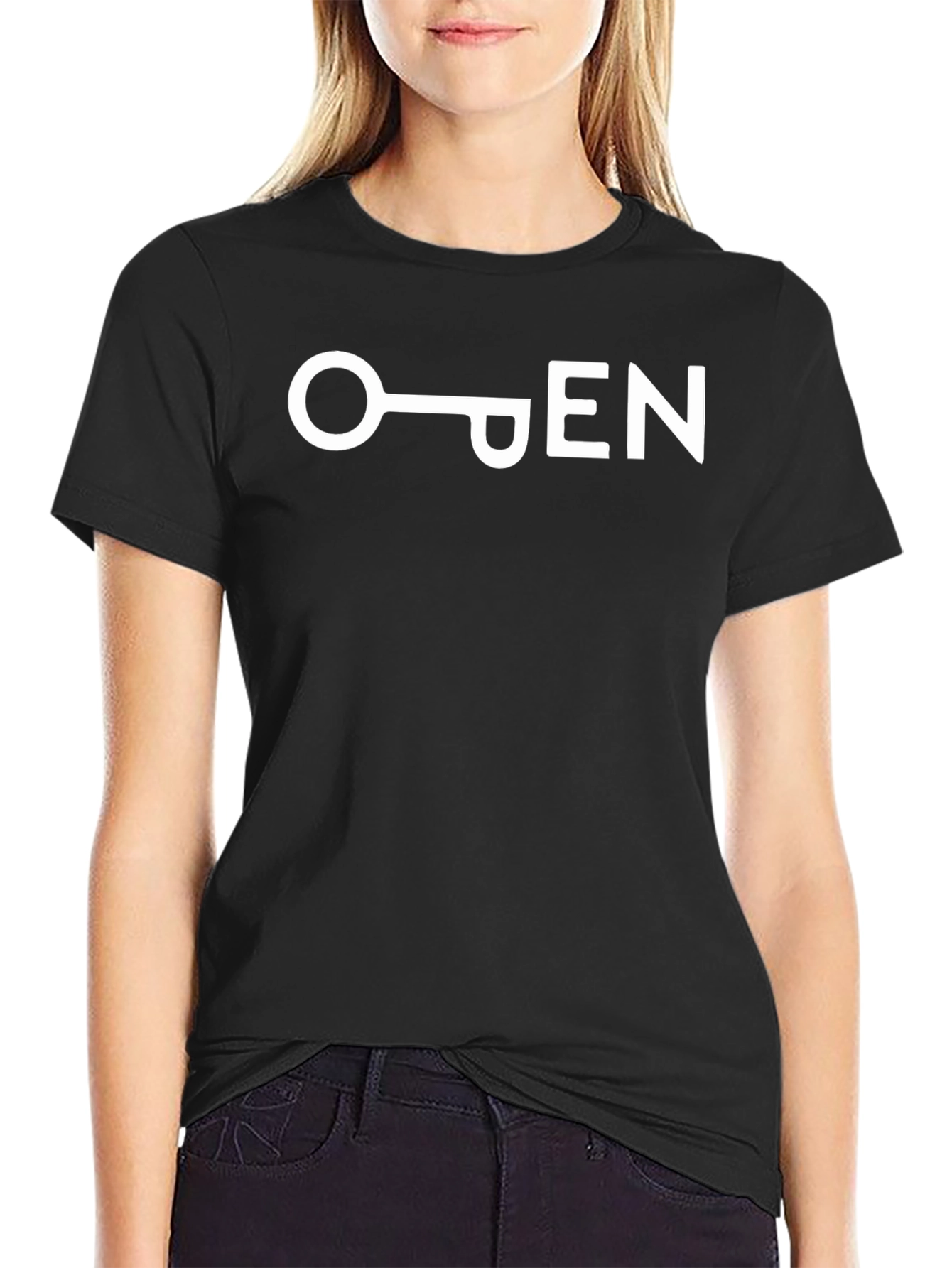 Open Key Graphic T-Shirt - Black Cotton Tee