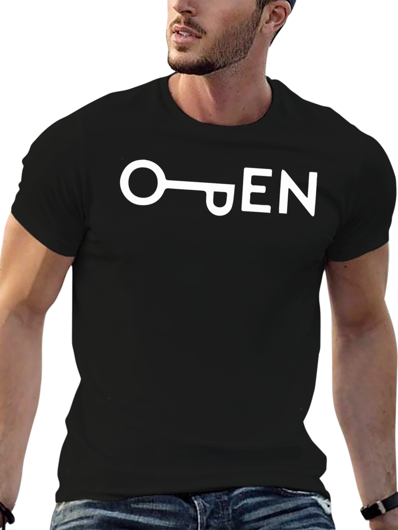Open Key Graphic T-Shirt - Black Cotton Tee
