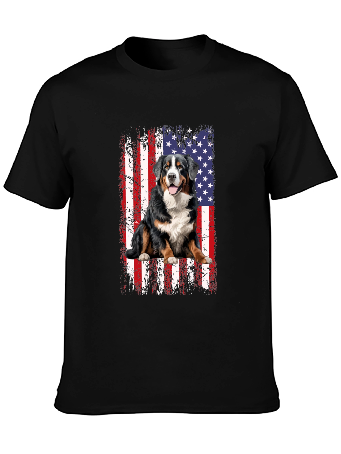 Bernese Mountain Dog US Flag T-Shirt