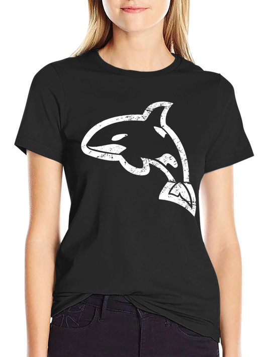 Orca Whale Graphic Tee - Black Cotton Blend