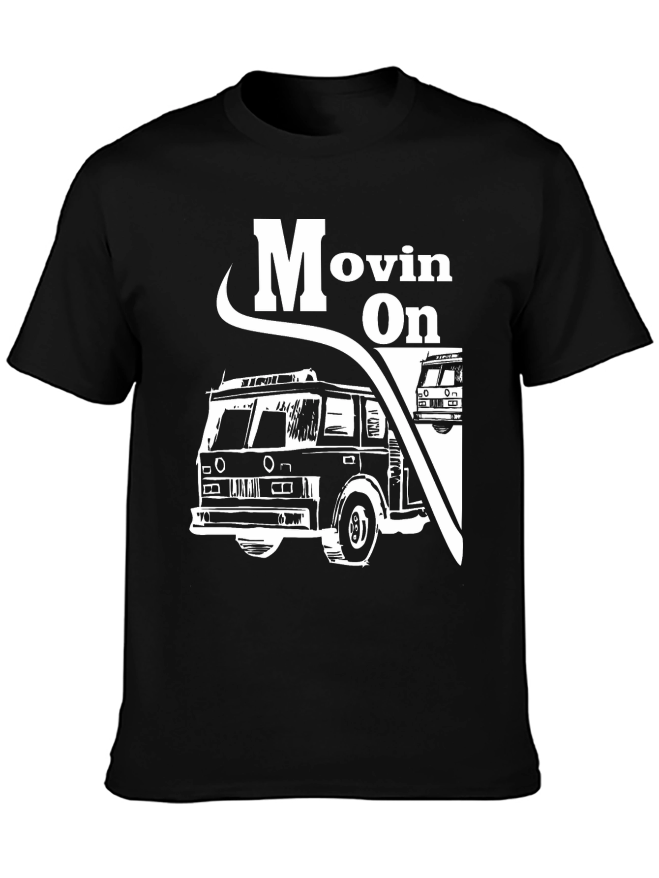 Moving On Fire Truck Graphic Tee - Black