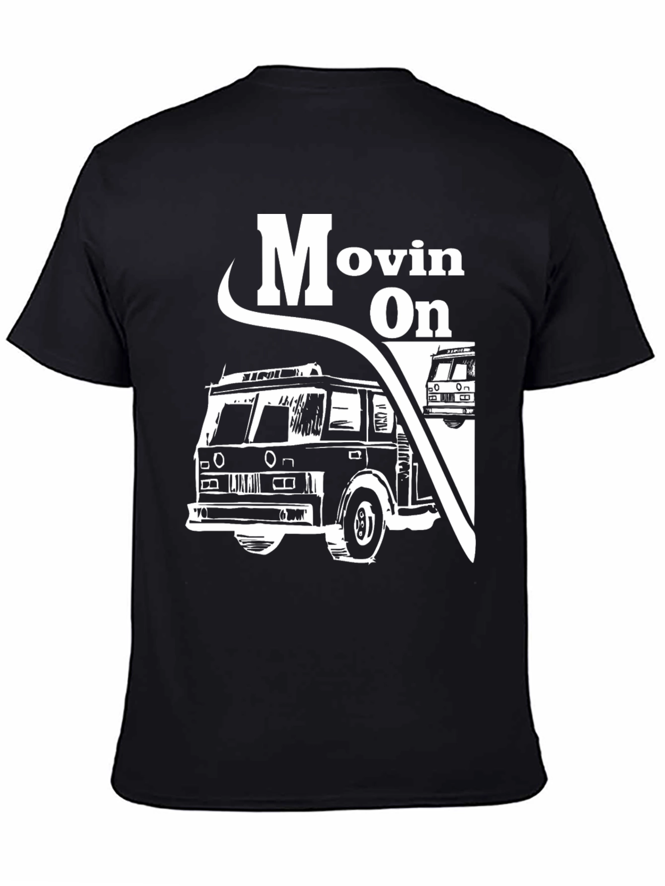 Moving On Fire Truck Graphic Tee - Black
