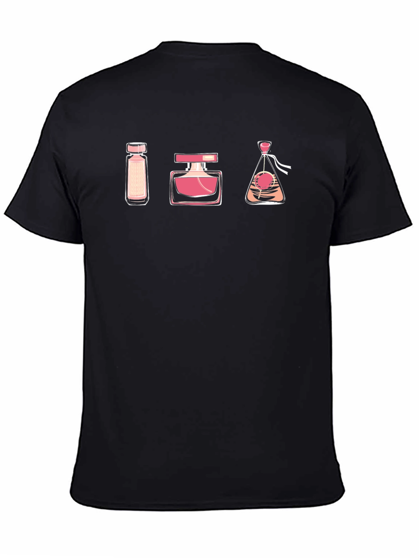 Black T-Shirt with Perfume Bottle Design