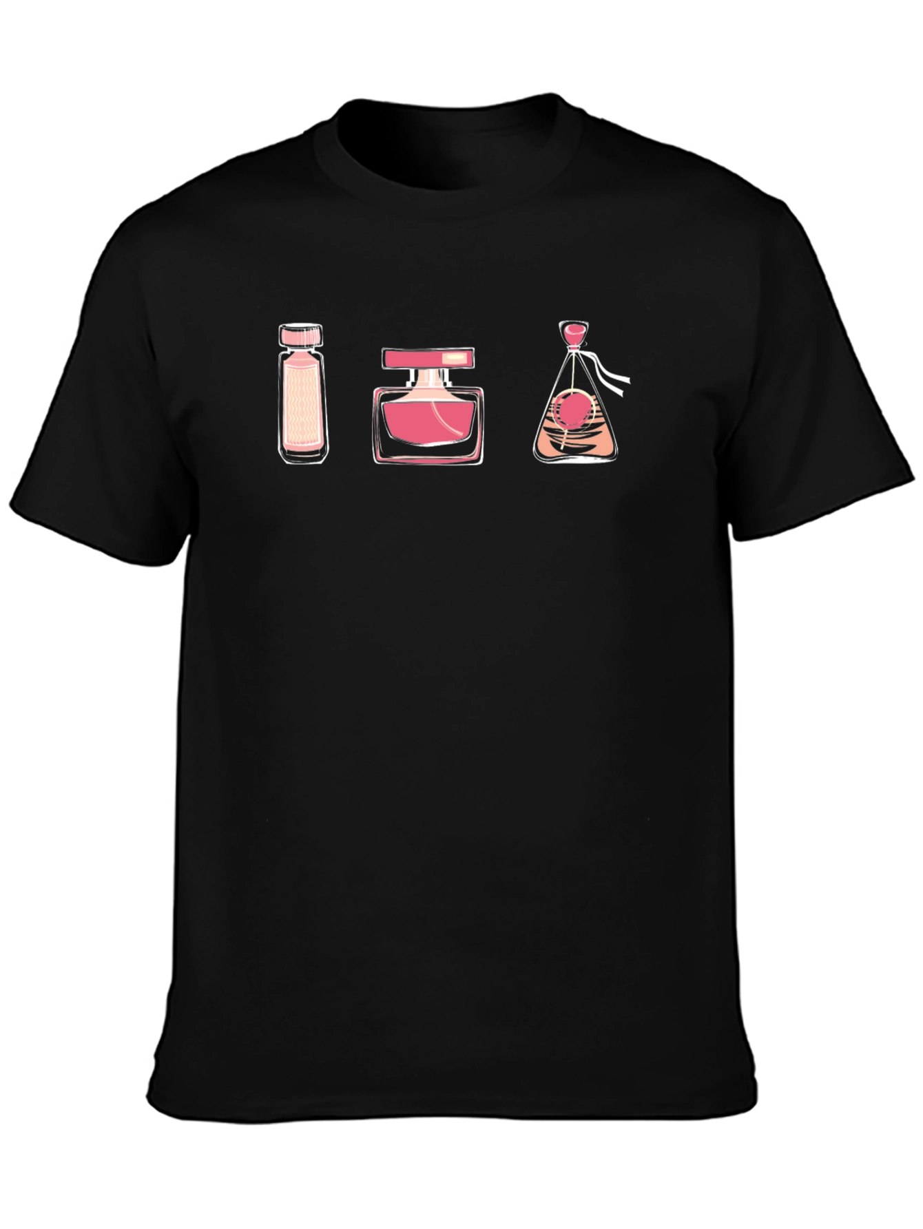 Black T-Shirt with Perfume Bottle Design