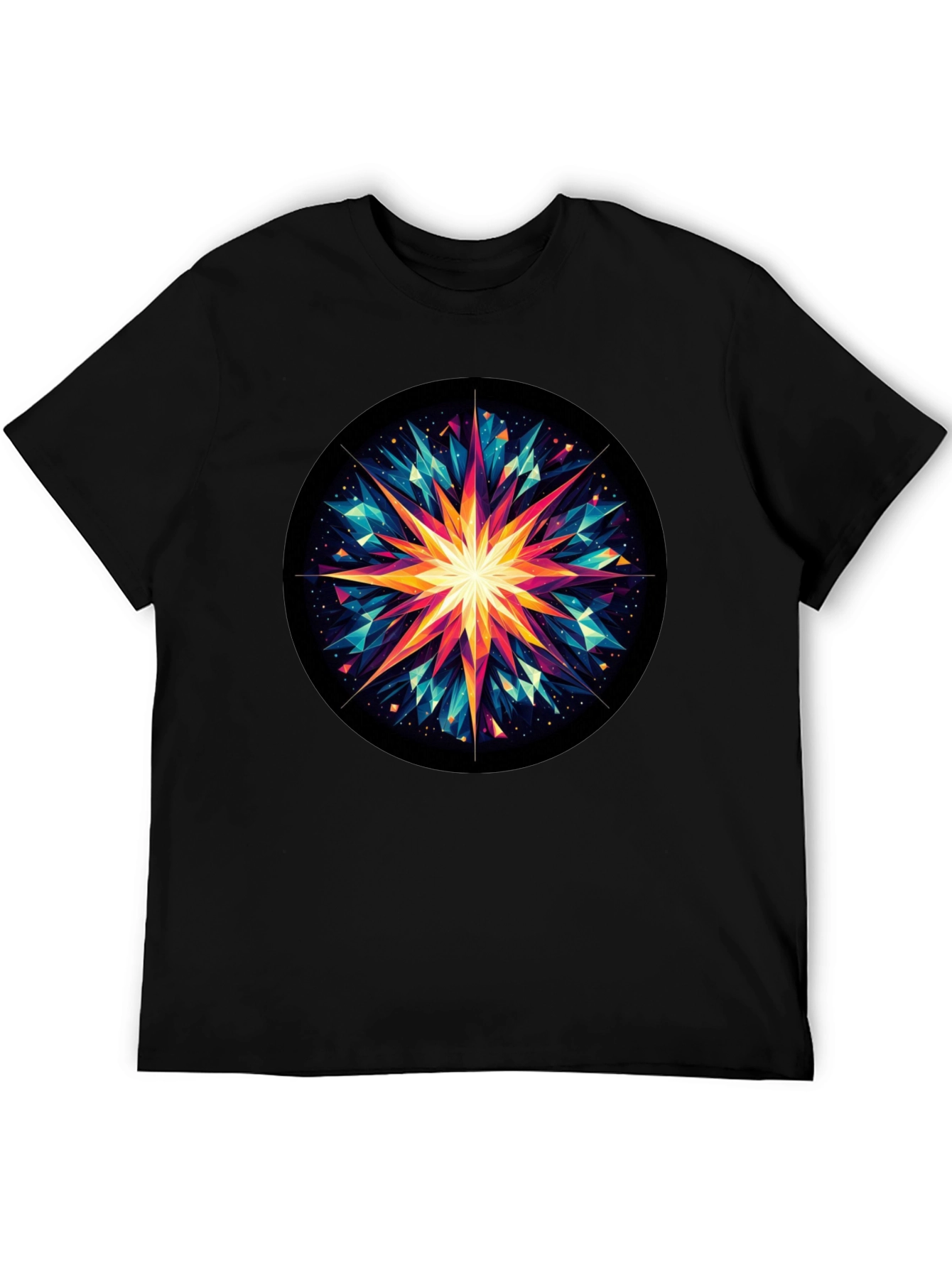 Geometric Starburst Graphic Tee - Modern Art Shirt