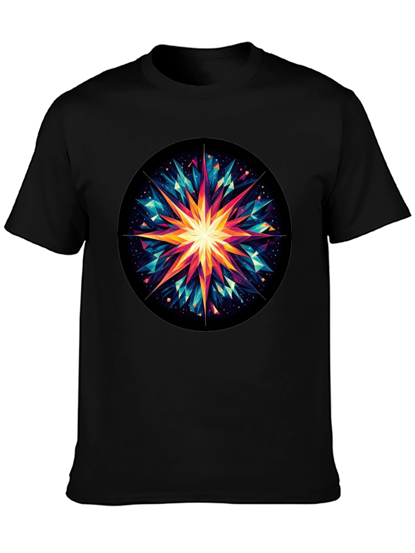 Geometric Starburst Graphic Tee - Modern Art Shirt
