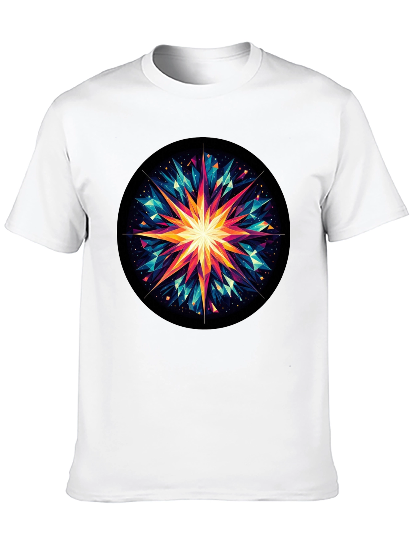 Geometric Starburst Graphic Tee - Modern Art Shirt