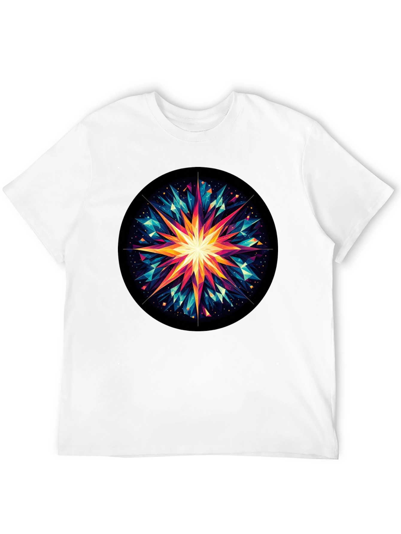 Geometric Starburst Graphic Tee - Modern Art Shirt