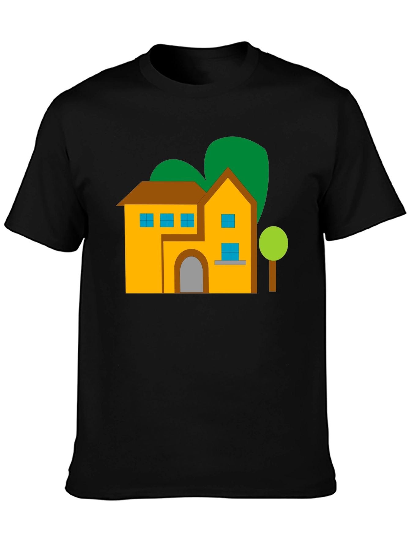 House Graphic Tee - Black Cotton Blend Shirt