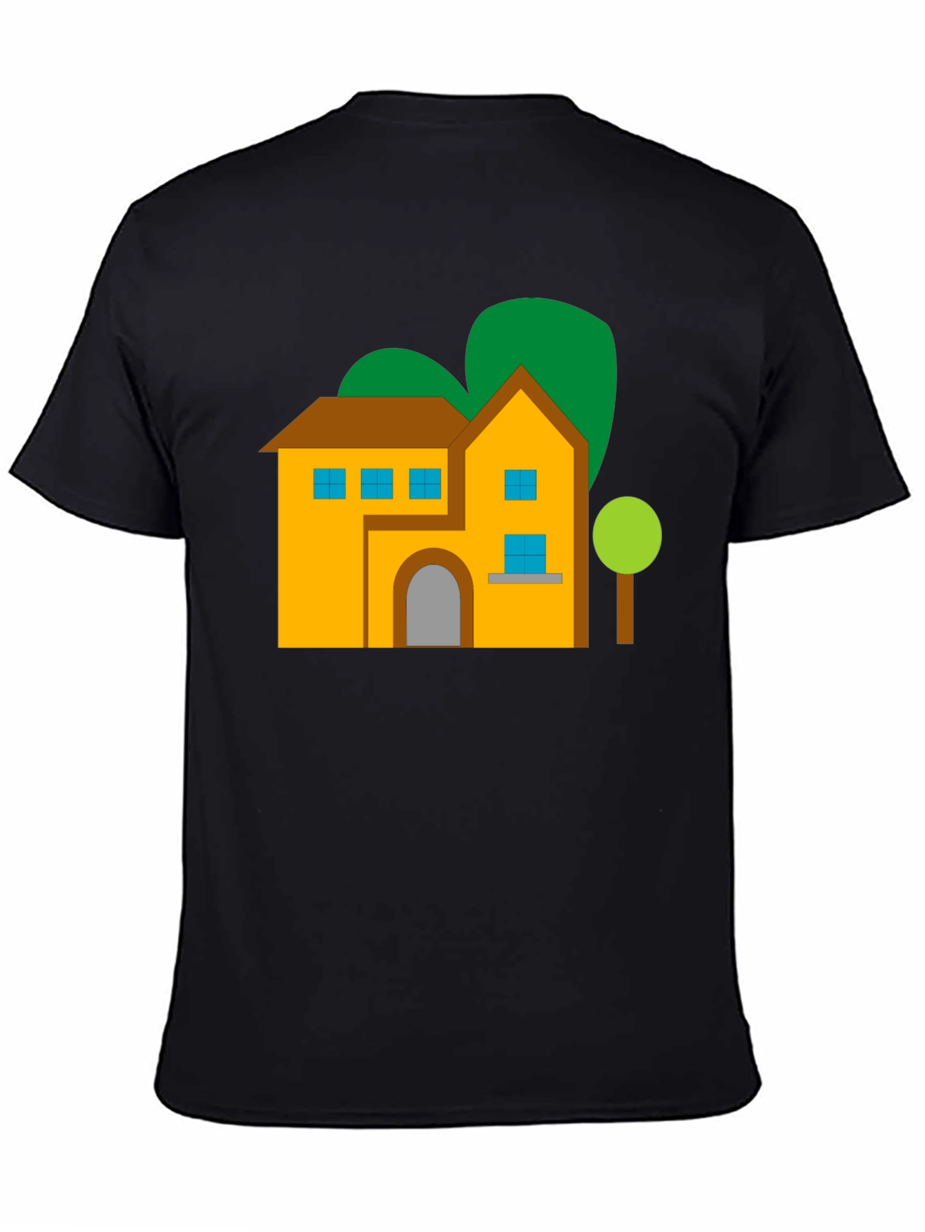 House Graphic Tee - Black Cotton Blend Shirt