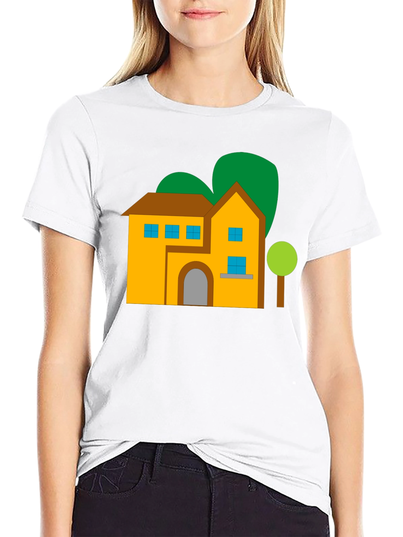 House Graphic Tee - Black Cotton Blend Shirt