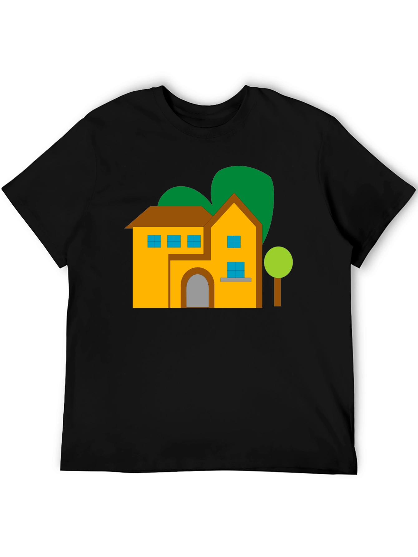 House Graphic Tee - Black Cotton Blend Shirt